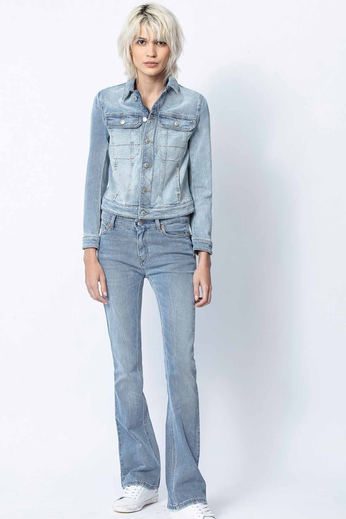 Zadig & Voltaire Slim Fit Skull Denim Ceket-Libas Trendy Fashion Store