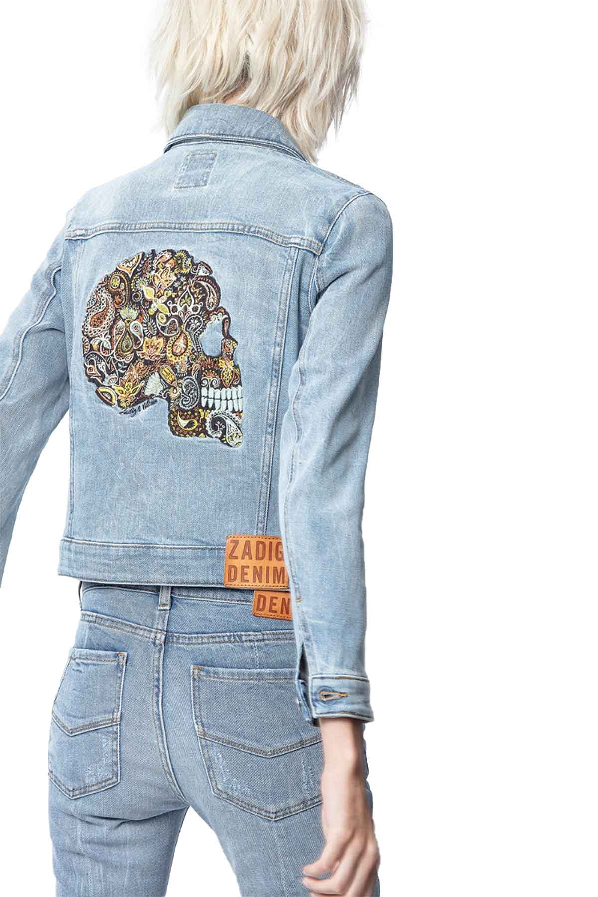 Zadig & Voltaire Slim Fit Skull Denim Ceket-Libas Trendy Fashion Store