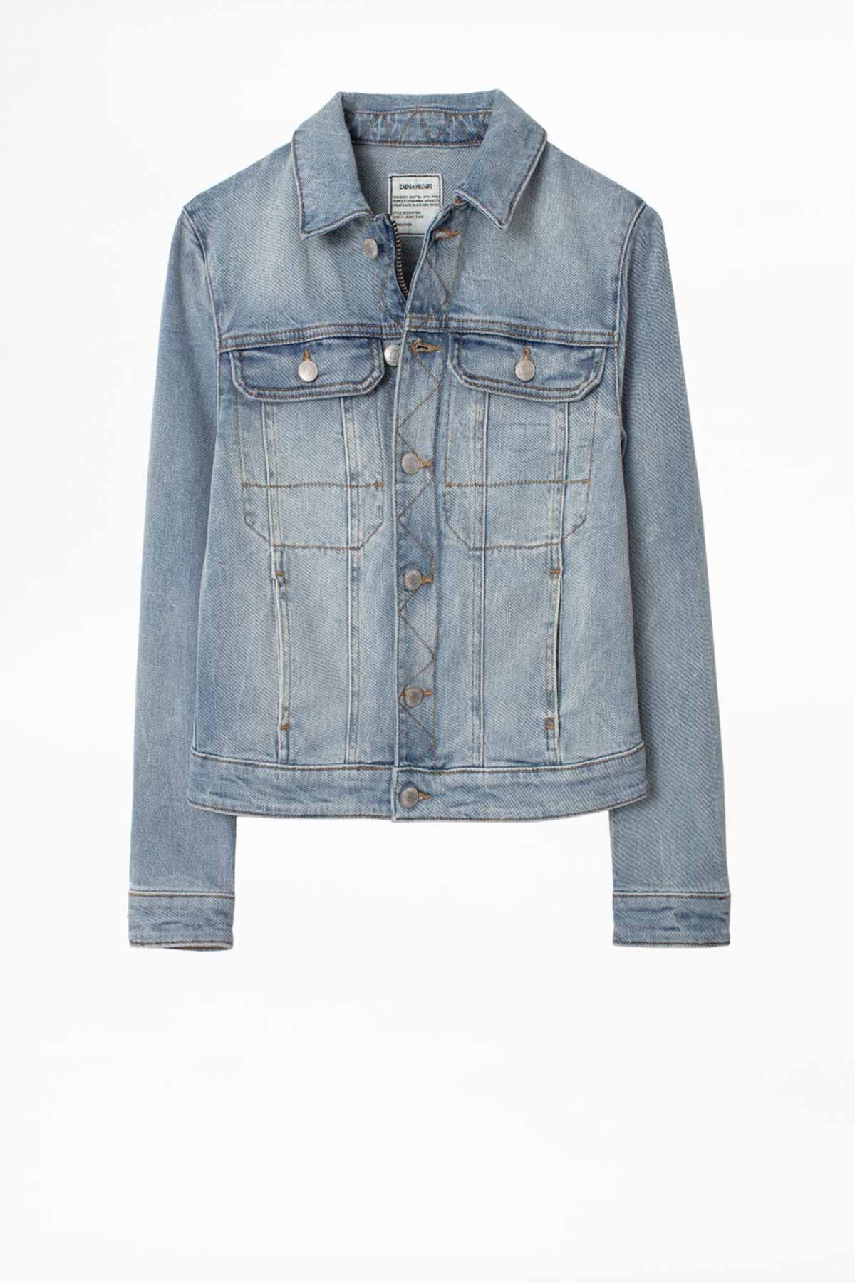 Zadig & Voltaire Slim Fit Skull Denim Ceket-Libas Trendy Fashion Store