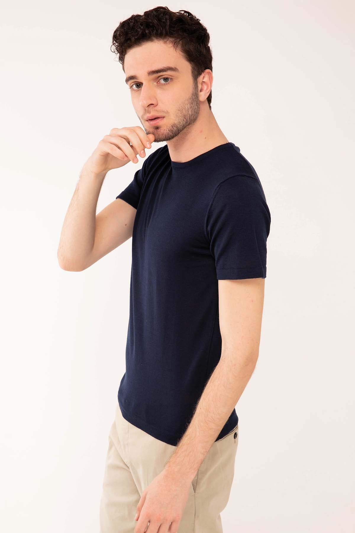 Manifattura İpek Yün Kısa Kollu Triko T-Shirt-Libas Trendy Fashion Store