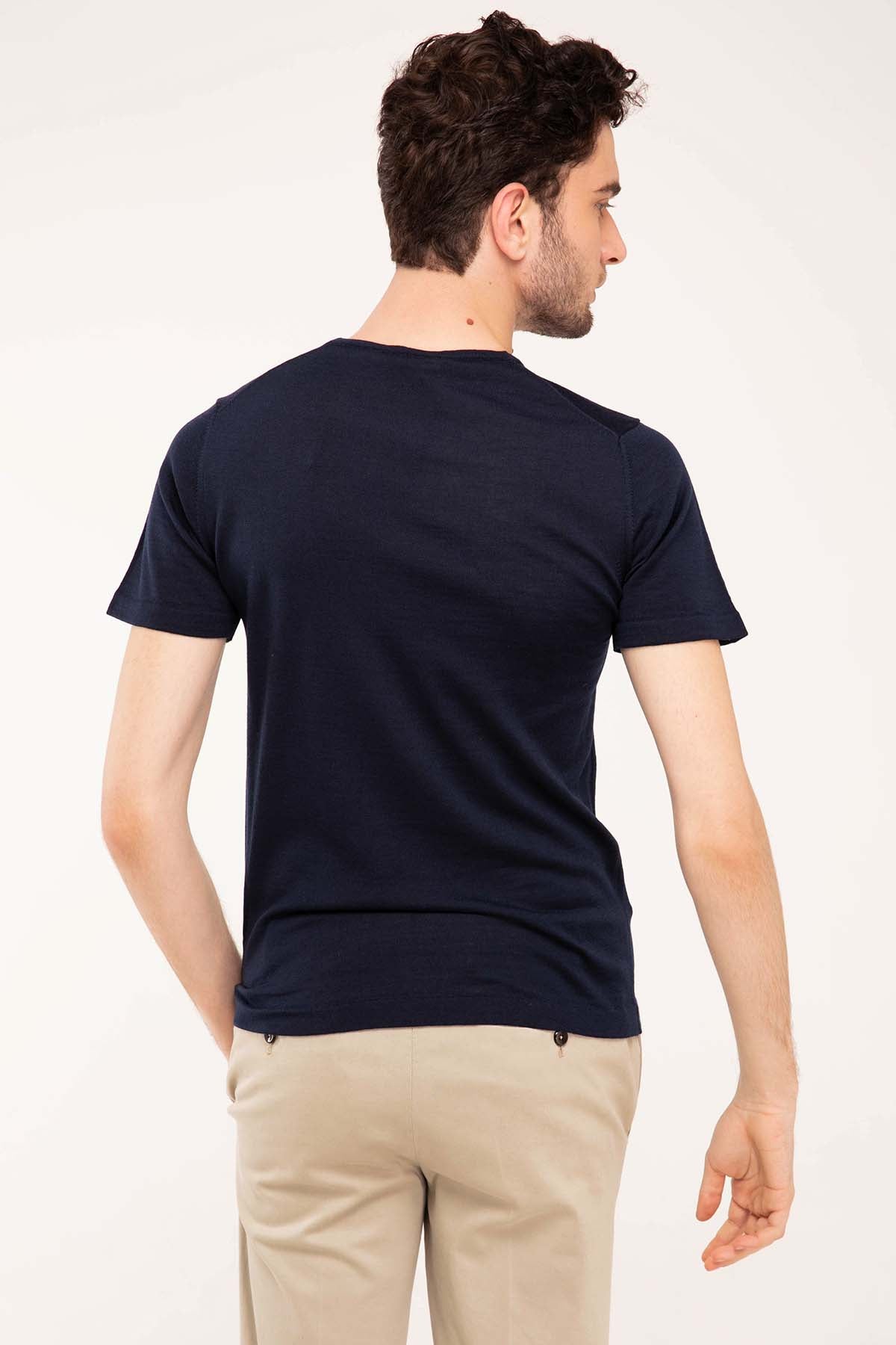 Manifattura İpek Yün Kısa Kollu Triko T-Shirt-Libas Trendy Fashion Store