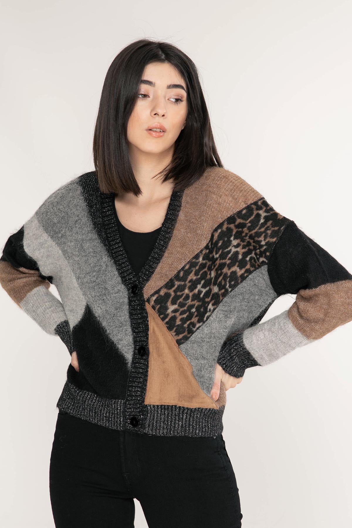 Liu Jo Patchwork Triko Ceket-Libas Trendy Fashion Store