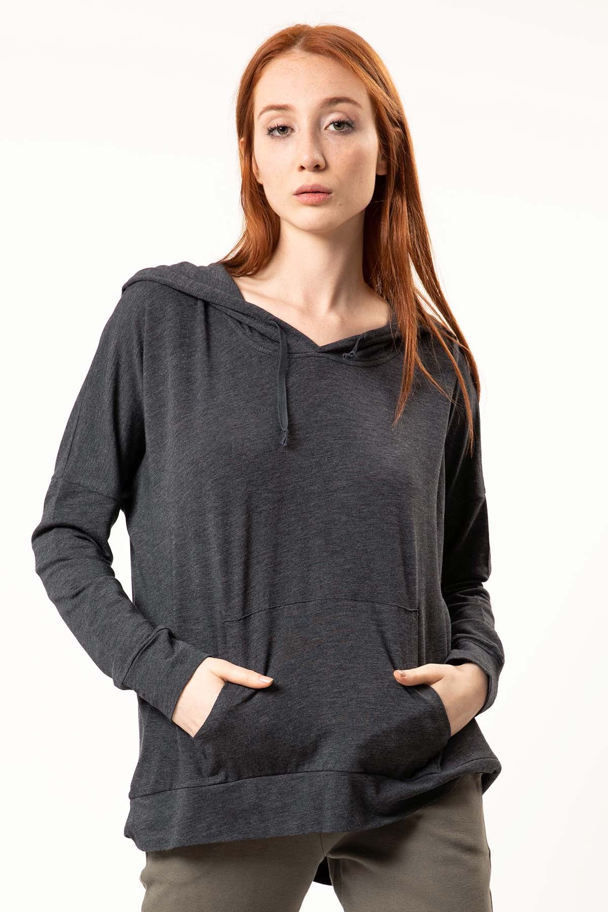 Tru Kapüşonlu İnce Kumaş Sweatshirt-Libas Trendy Fashion Store