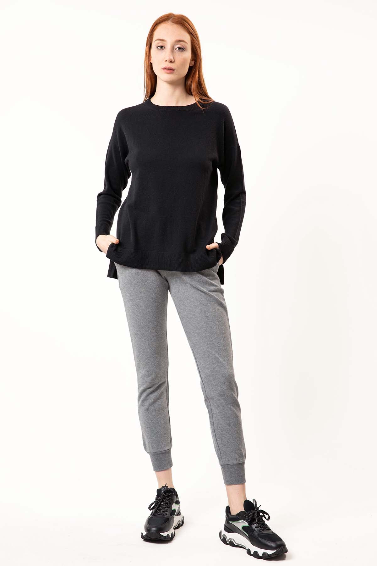 Tru Yuvarlak Yaka Düşük Omuz Kaşmirli Triko-Libas Trendy Fashion Store