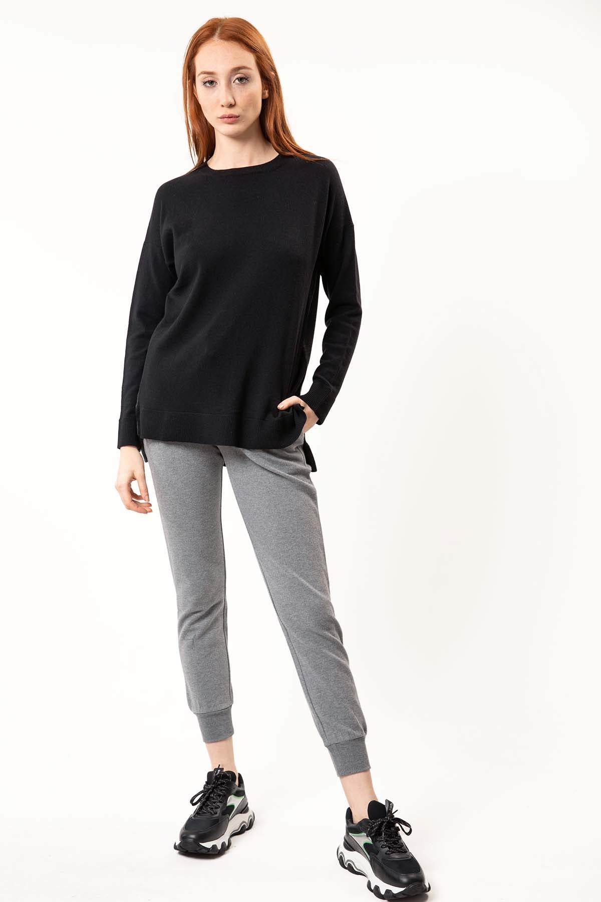 Tru Yuvarlak Yaka Düşük Omuz Kaşmirli Triko-Libas Trendy Fashion Store