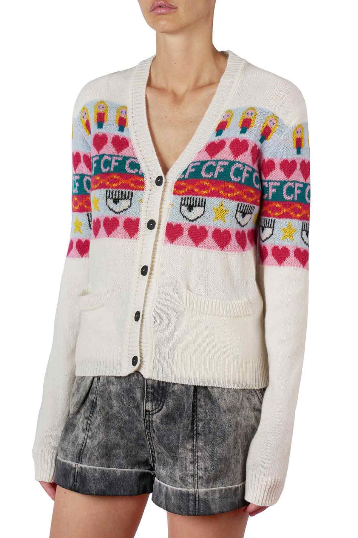 Chiara Ferragni Emoji Kaşmirli Triko Ceket-Libas Trendy Fashion Store