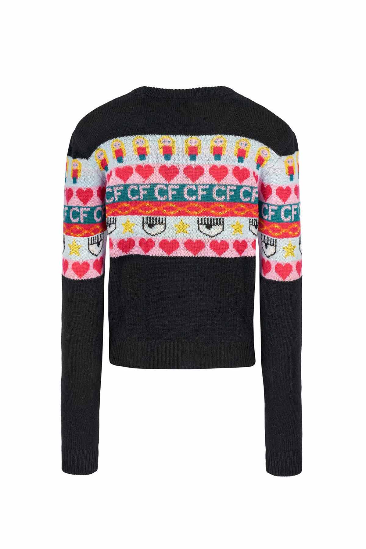 Chiara Ferragni Emoji Kaşmirli Yuvarlak Yaka Triko-Libas Trendy Fashion Store