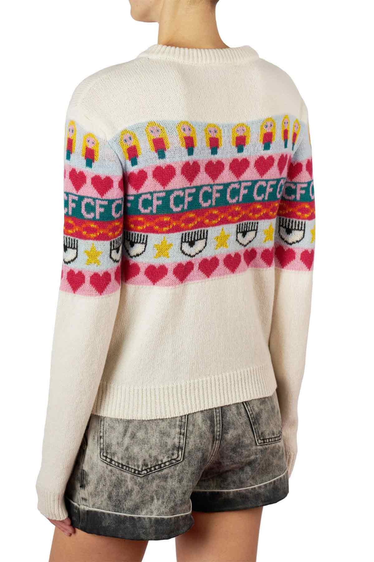 Chiara Ferragni Emoji Kaşmirli Yuvarlak Yaka Triko-Libas Trendy Fashion Store