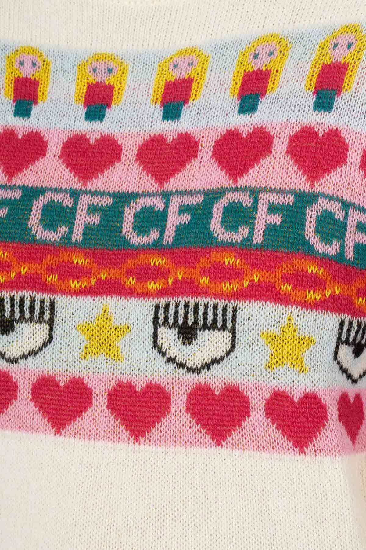 Chiara Ferragni Emoji Kaşmirli Yuvarlak Yaka Triko-Libas Trendy Fashion Store