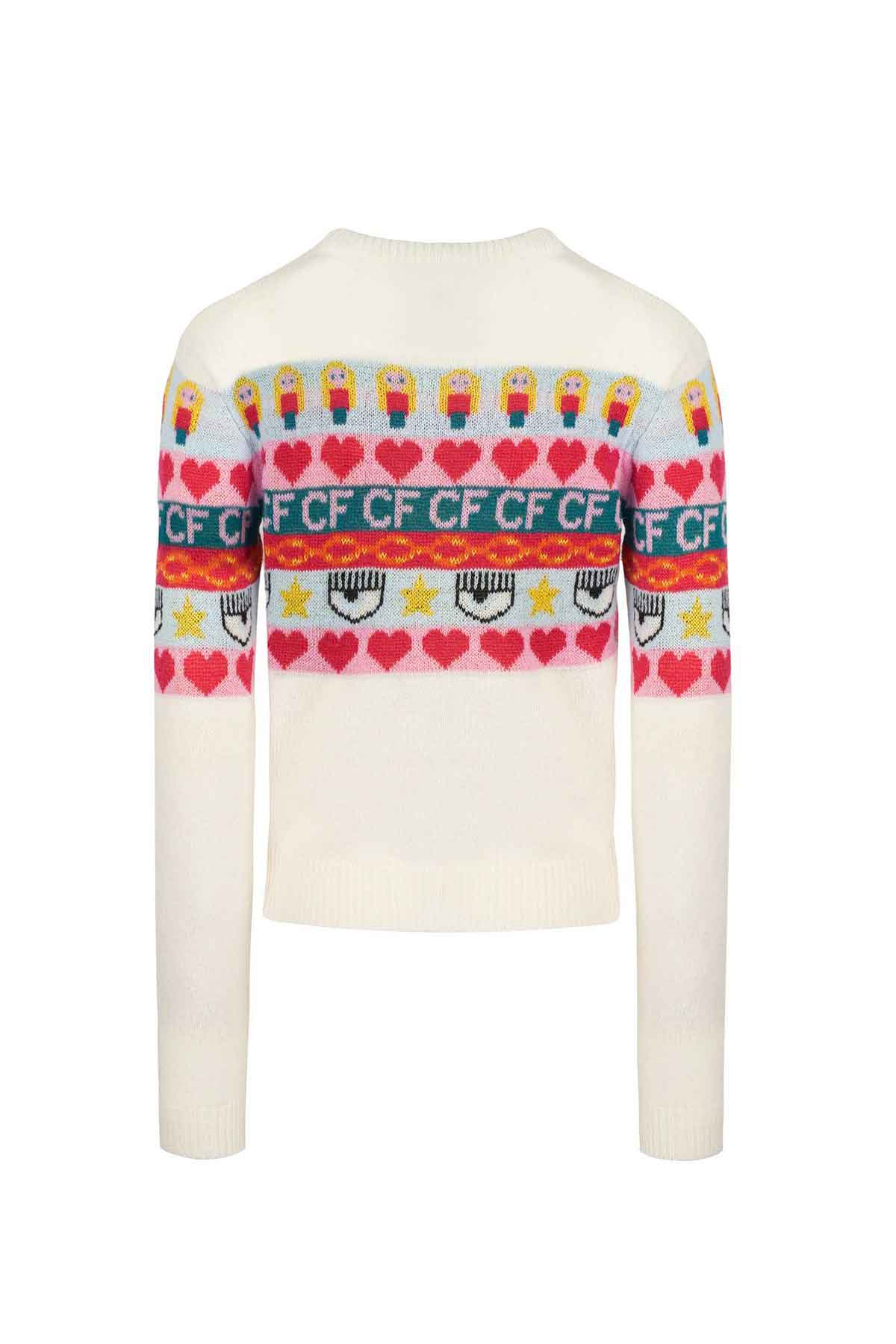 Chiara Ferragni Emoji Kaşmirli Yuvarlak Yaka Triko-Libas Trendy Fashion Store