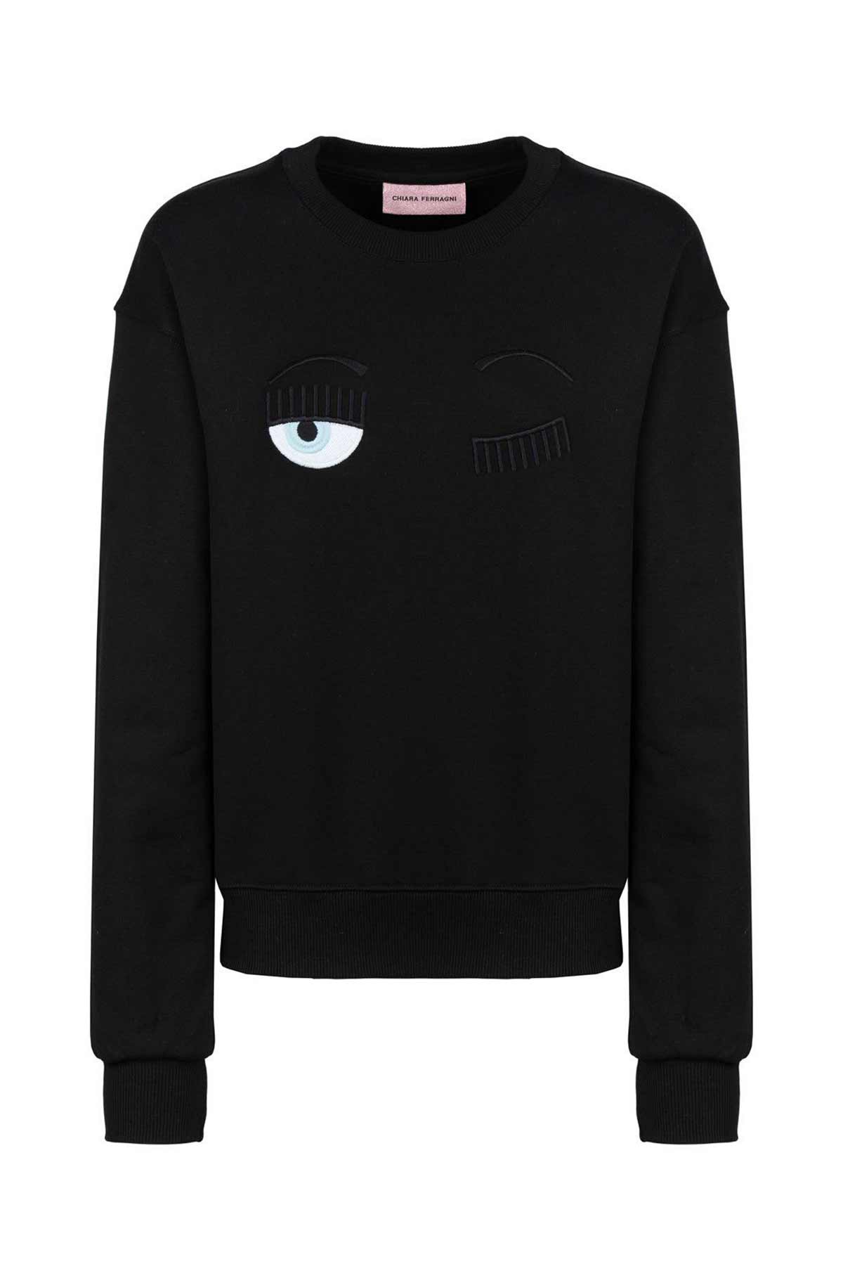 Chiara Ferragni Winking Eye Yuvarlak Yaka Sweatshirt-Libas Trendy Fashion Store