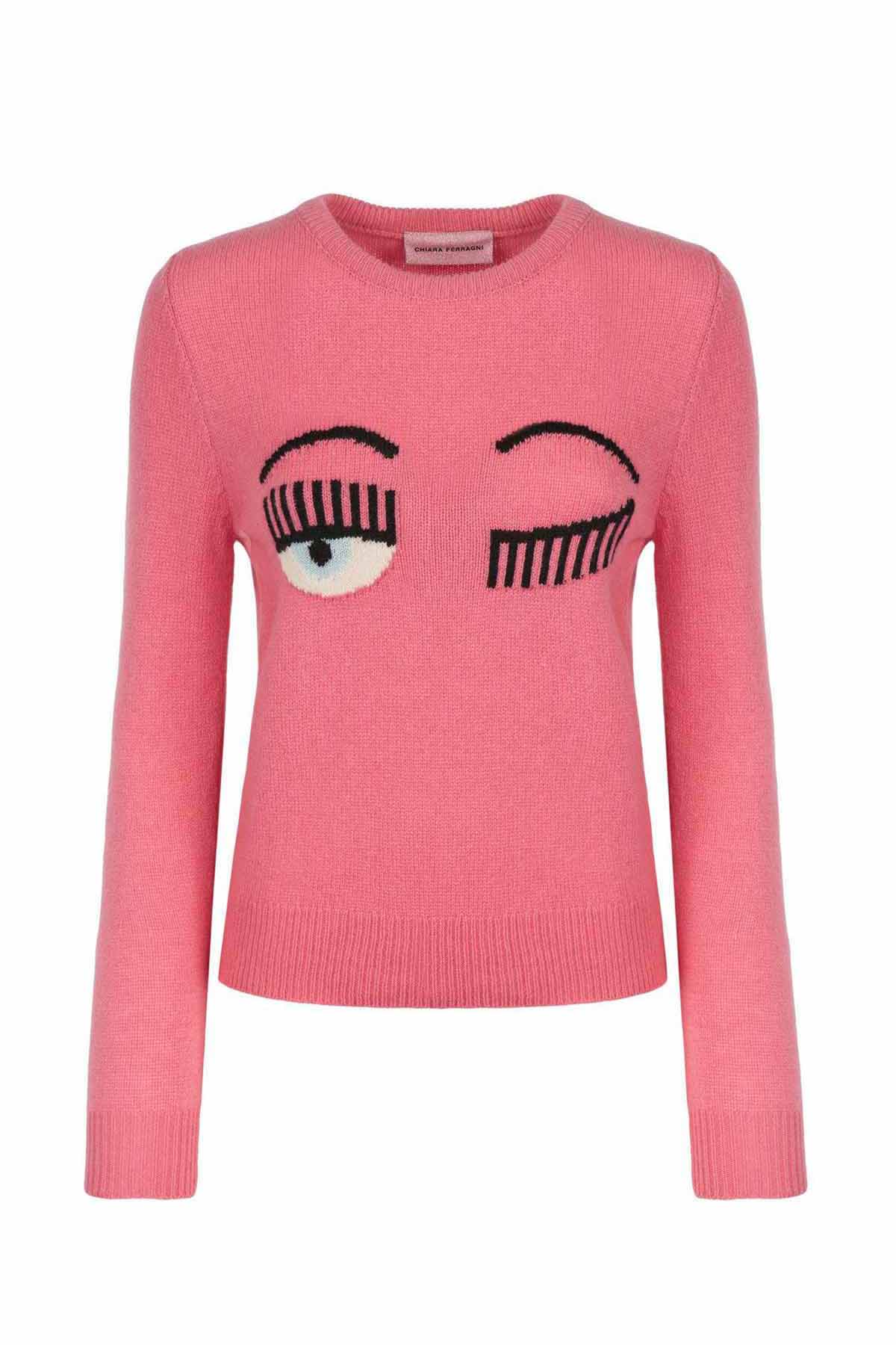 Chiara Ferragni Winking Eye Yuvarlak Yaka Kaşmirli Triko-Libas Trendy Fashion Store
