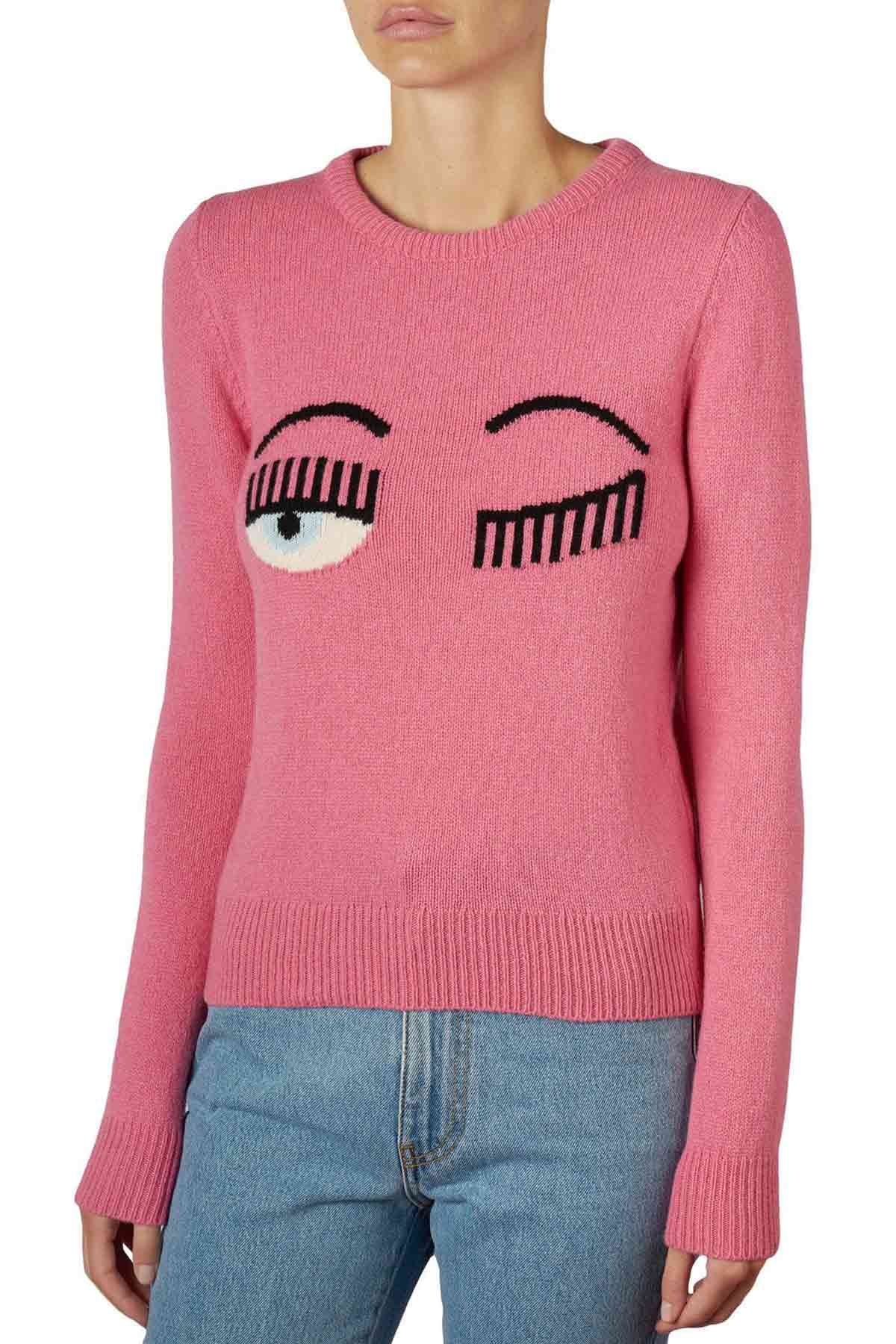 Chiara Ferragni Winking Eye Yuvarlak Yaka Kaşmirli Triko-Libas Trendy Fashion Store