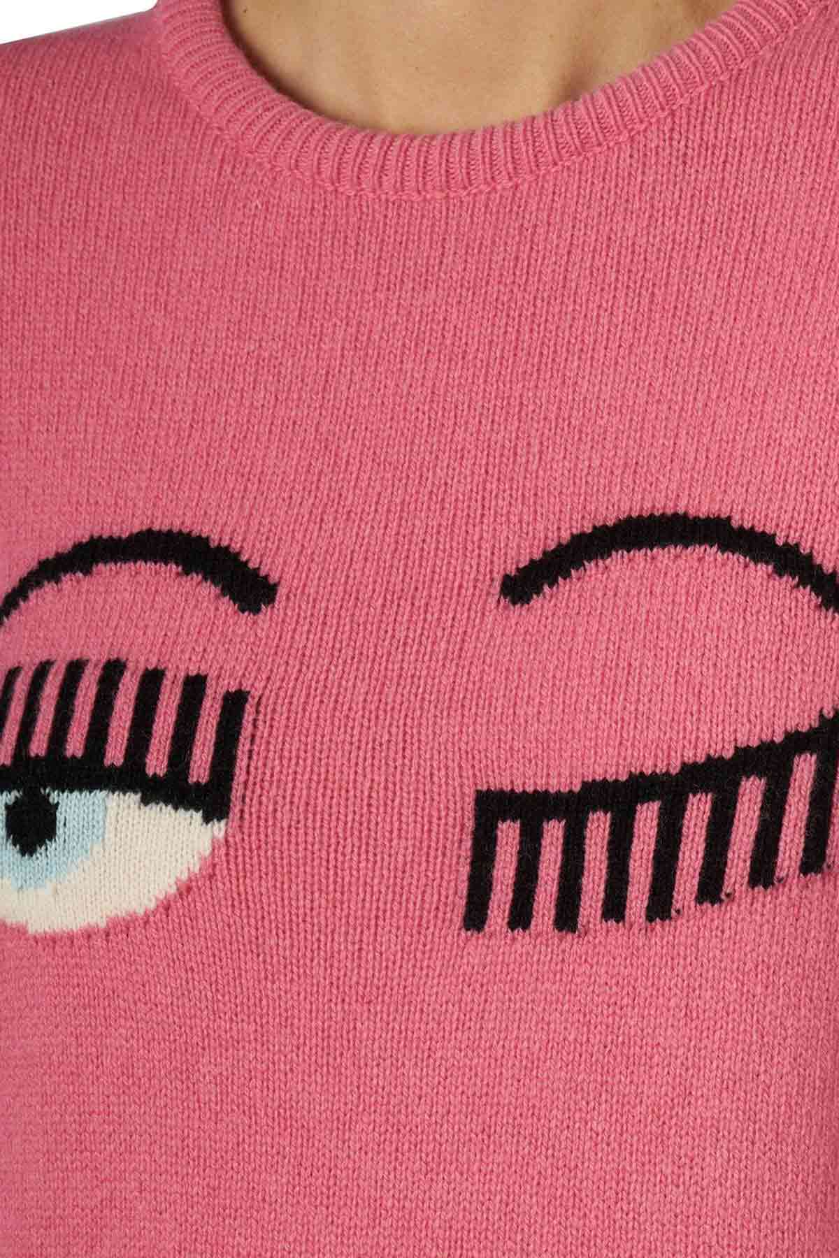 Chiara Ferragni Winking Eye Yuvarlak Yaka Kaşmirli Triko-Libas Trendy Fashion Store