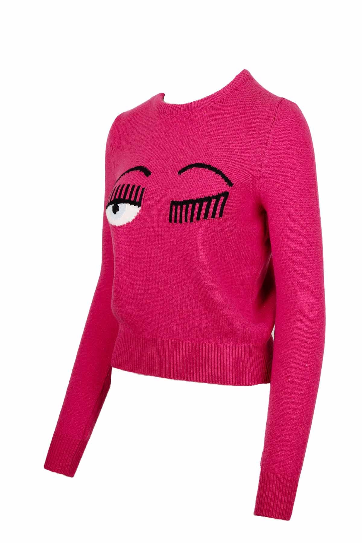 Chiara Ferragni Winking Eye Yuvarlak Yaka Kaşmirli Triko-Libas Trendy Fashion Store