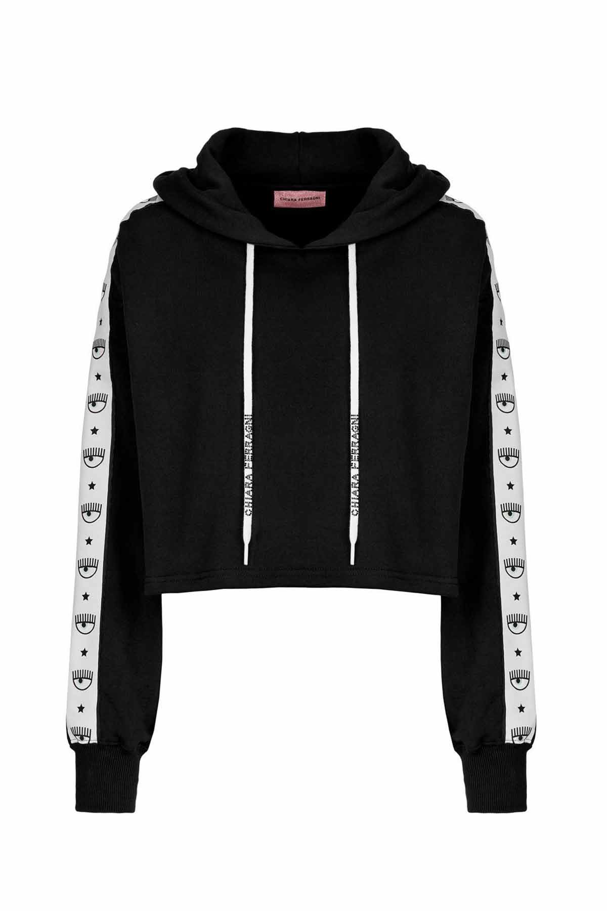 Chiara Ferragni Crop Top Winking Eye Sweatshirt-Libas Trendy Fashion Store