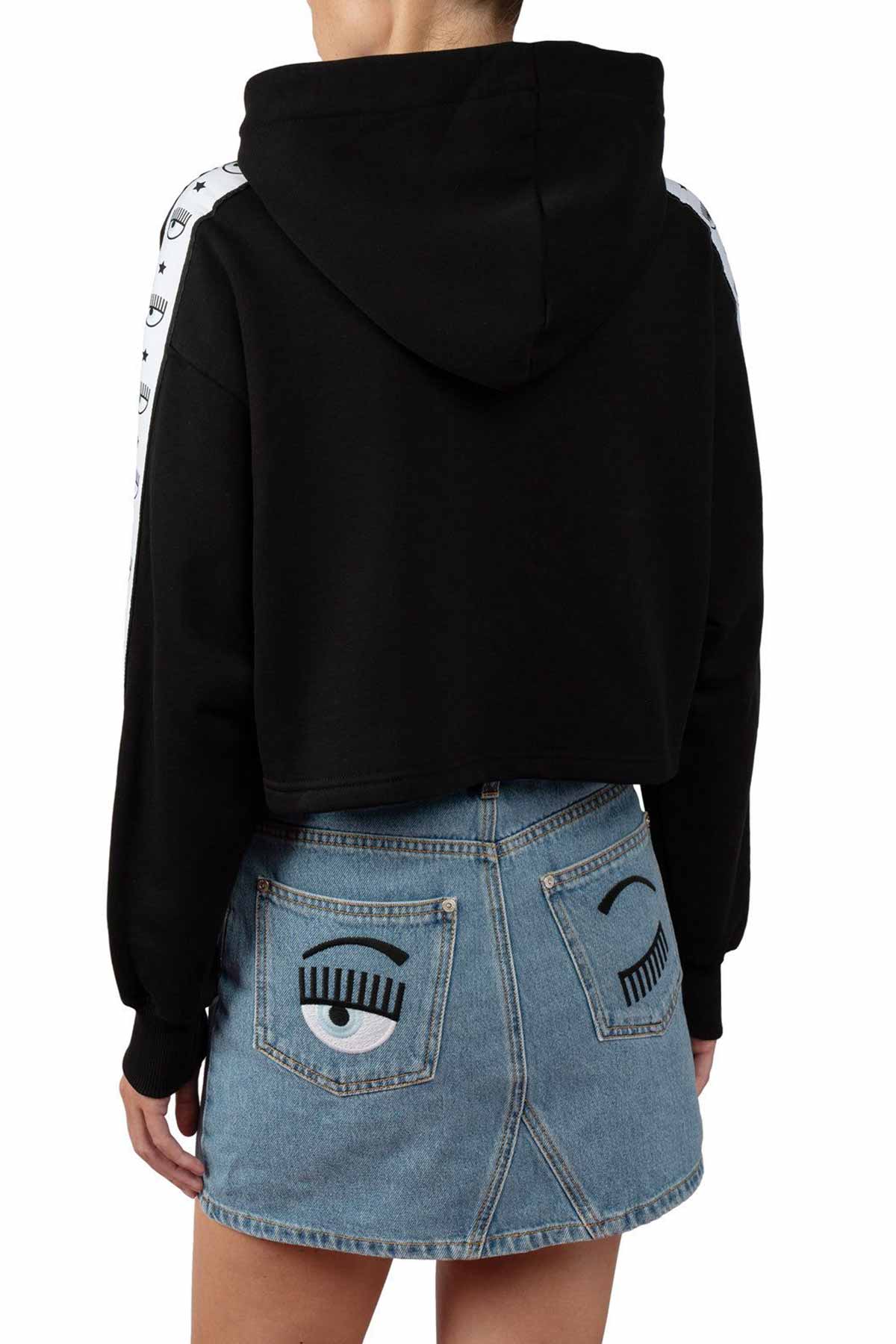 Chiara Ferragni Crop Top Winking Eye Sweatshirt-Libas Trendy Fashion Store