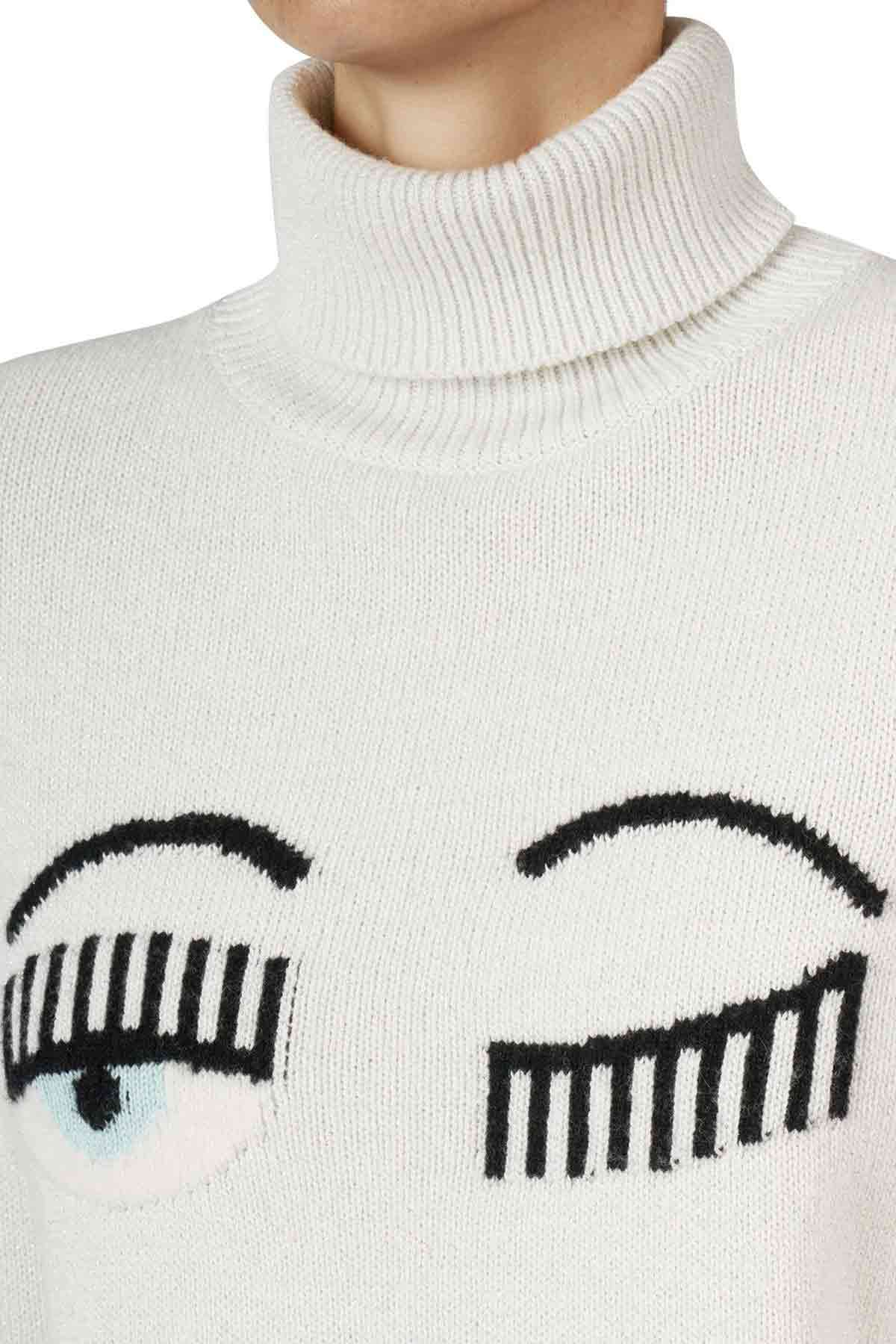 Chiara Ferragni Balıkçı Yaka Winking Eye Kaşmirli Triko-Libas Trendy Fashion Store