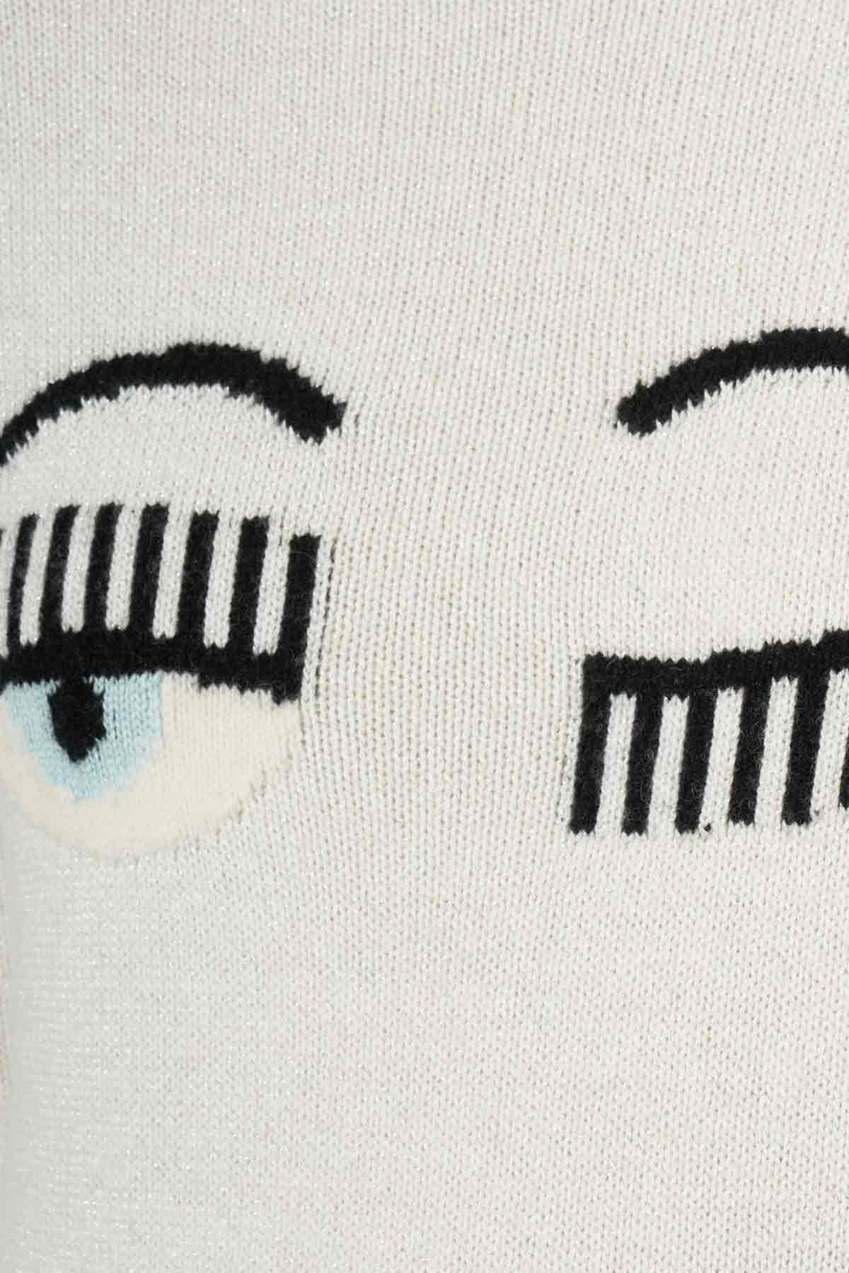 Chiara Ferragni Winking Eye Yuvarlak Yaka Triko-Libas Trendy Fashion Store