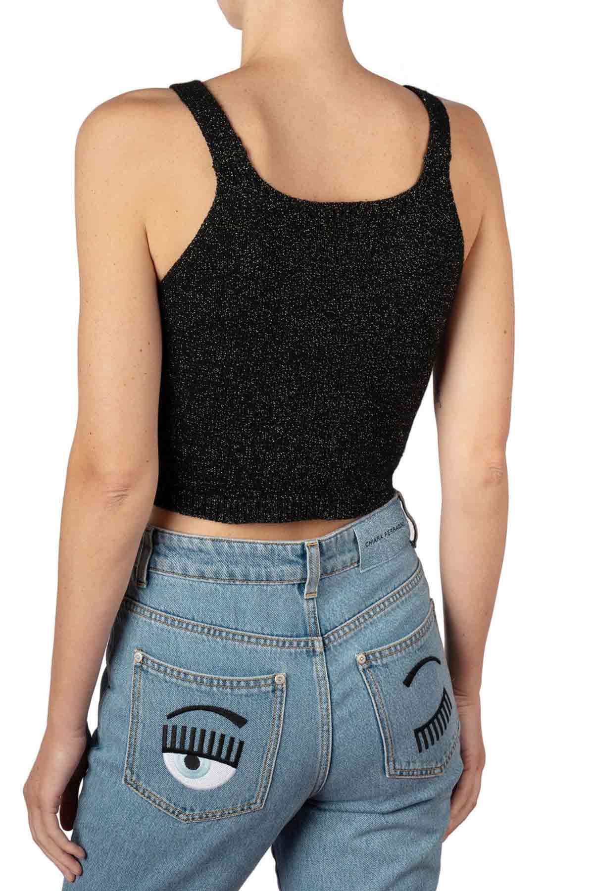 Chiara Ferragni Crop Top Winking Eye Askılı Kaşmirli Triko-Libas Trendy Fashion Store