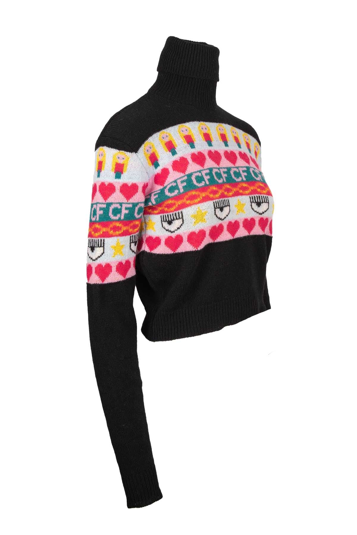 Chiara Ferragni Emoji Balıkçı Yaka Crop Triko-Libas Trendy Fashion Store