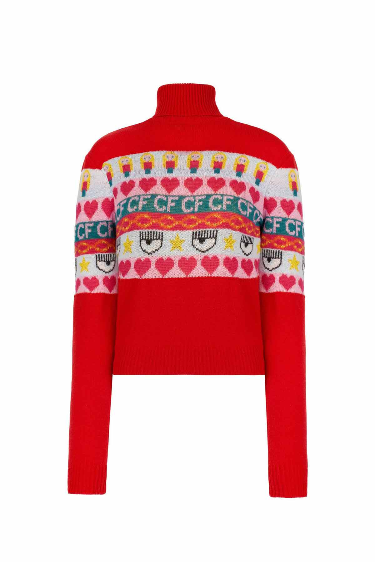 Chiara Ferragni Emoji Balıkçı Yaka Kaşmirli Triko-Libas Trendy Fashion Store