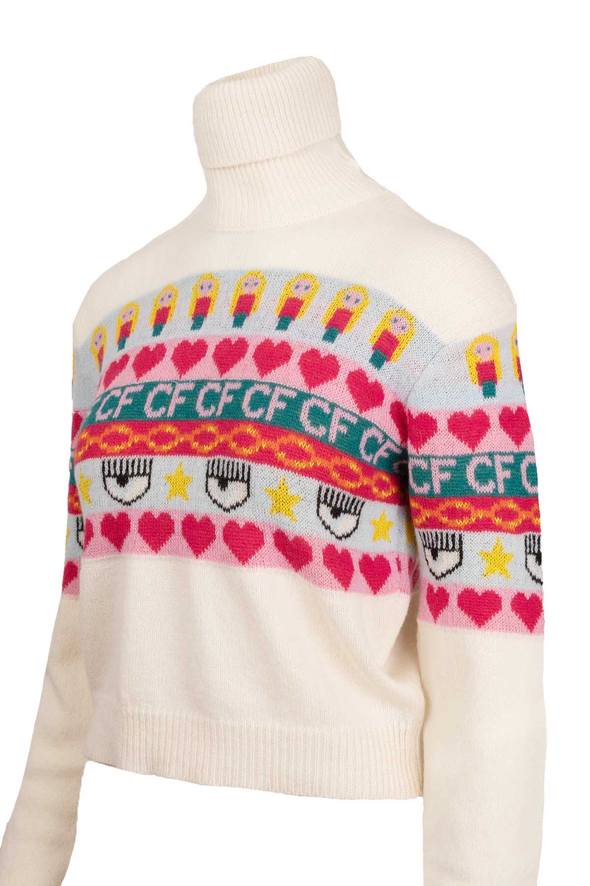 Chiara Ferragni Emoji Balıkçı Yaka Crop Triko-Libas Trendy Fashion Store