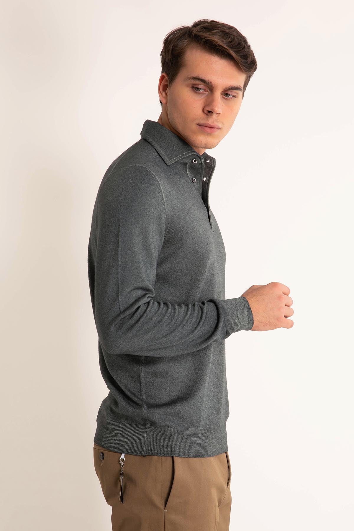 Gran Sasso Düğmeli Yaka Triko-Libas Trendy Fashion Store