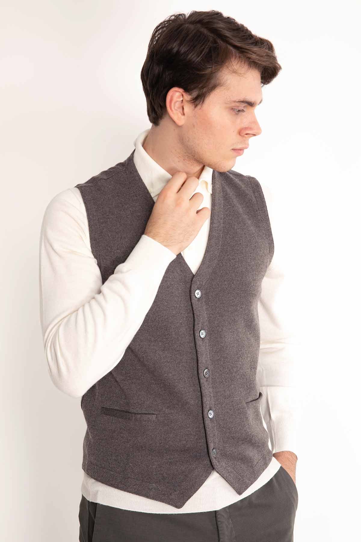 Gran Sasso Düğmeli Triko Yelek-Libas Trendy Fashion Store