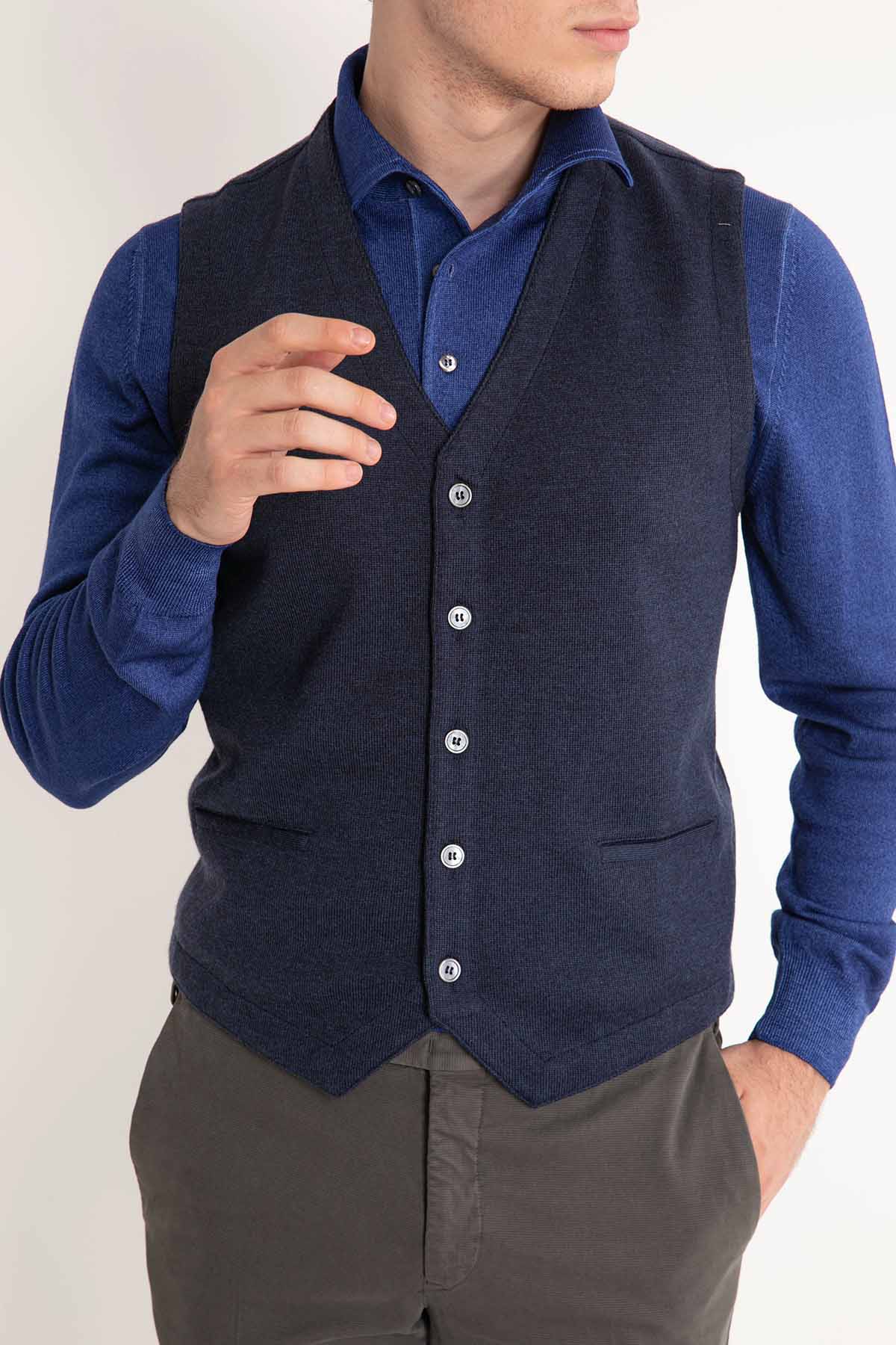 Gran Sasso Düğmeli Triko Yelek-Libas Trendy Fashion Store