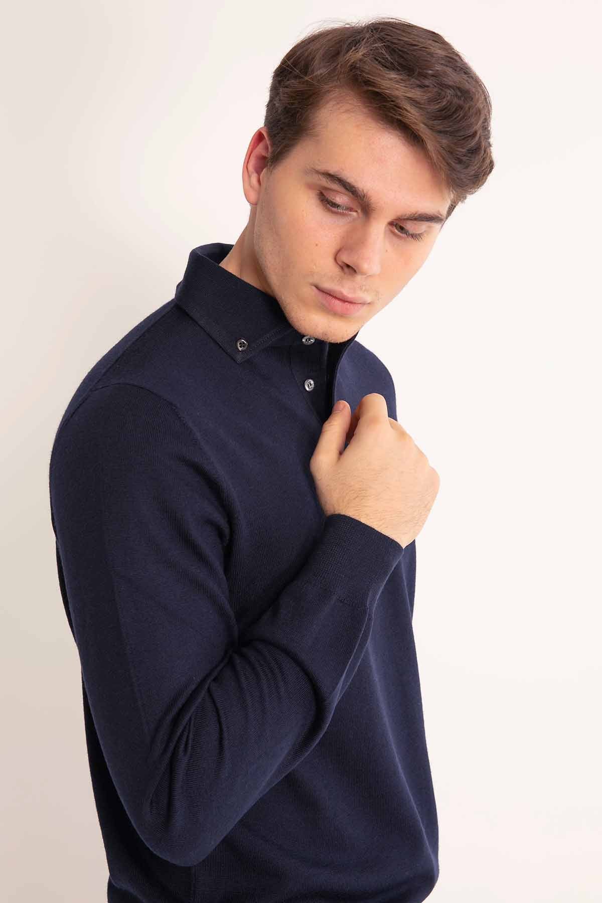 Gran Sasso Düğmeli Yaka Triko-Libas Trendy Fashion Store