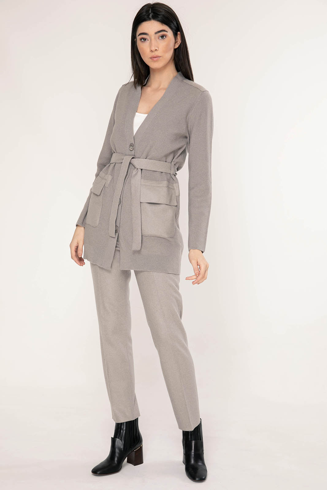 Tonet Belden Kuşaklı İpek ve Kaşmirli Triko Ceket-Libas Trendy Fashion Store