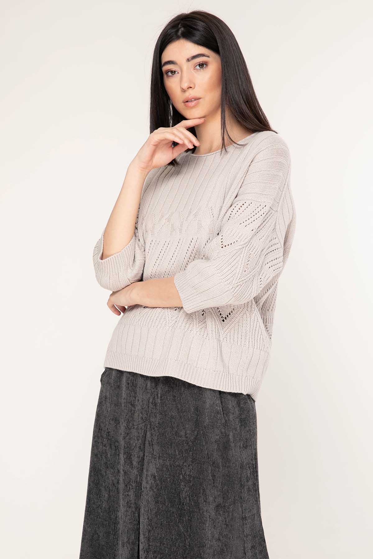 Tonet Çıkarılabilir Yaka Aksesuarlı İpek ve Kaşmirli Triko-Libas Trendy Fashion Store