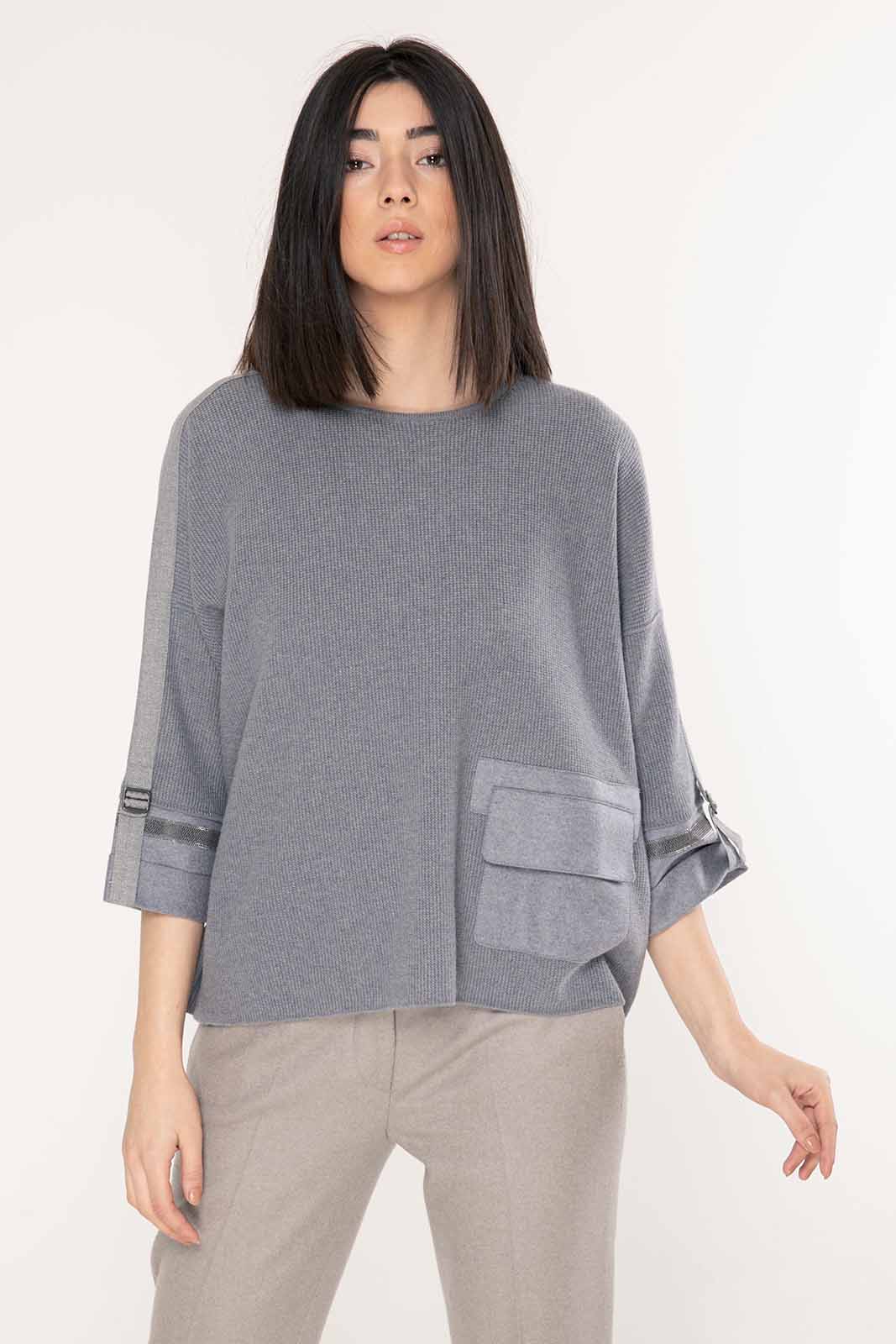 Tonet Çıkarılabilir Yaka Aksesuarlı İpek ve Kaşmirli Triko