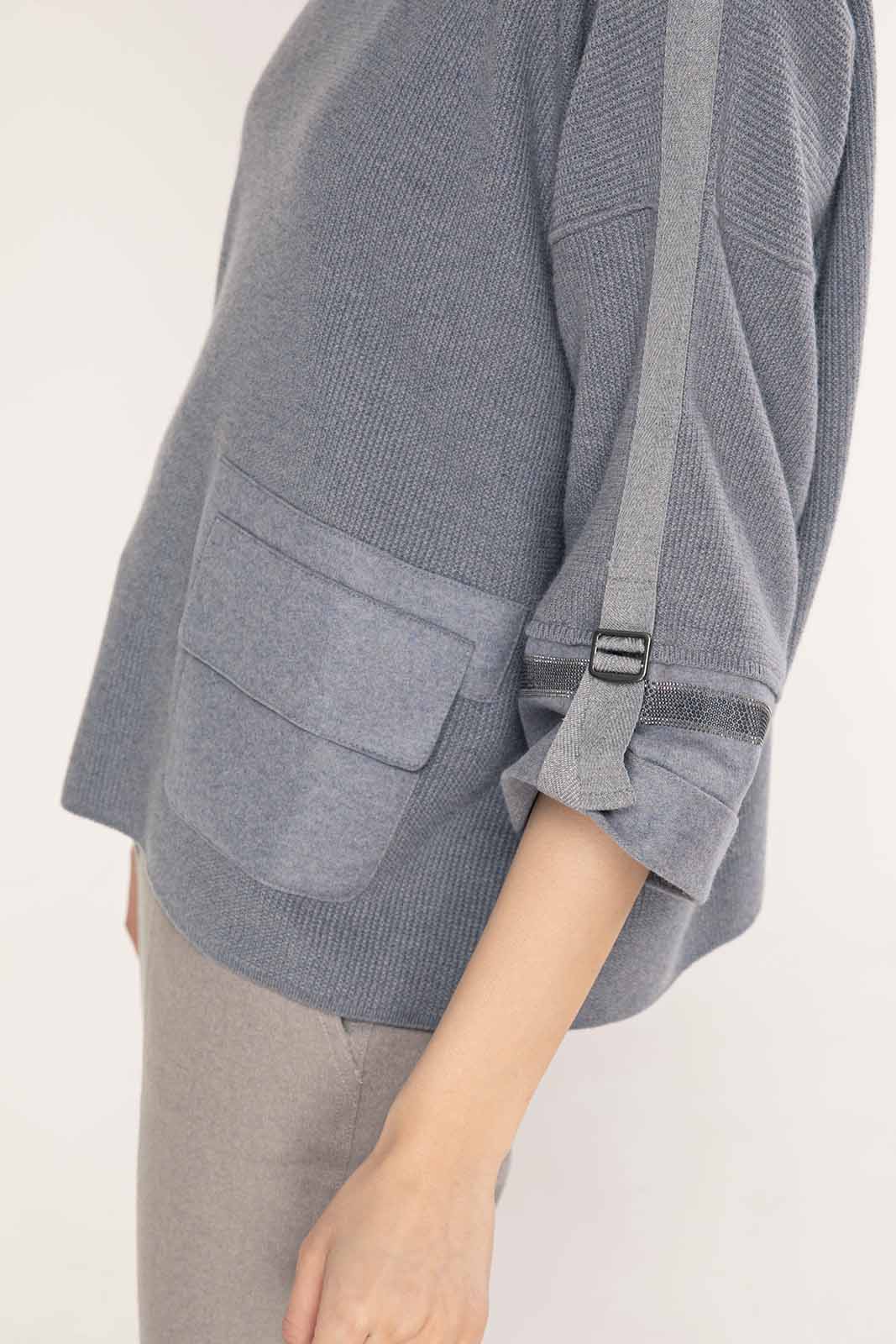 Tonet Çıkarılabilir Yaka Aksesuarlı İpek ve Kaşmirli Triko