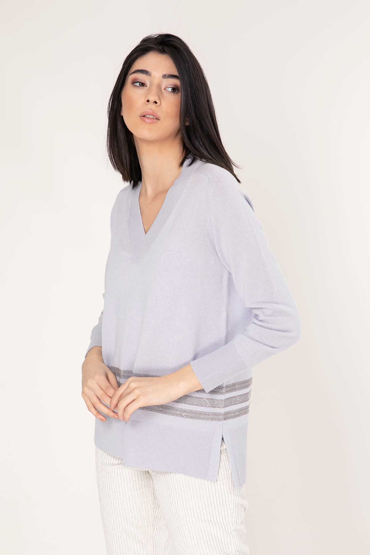 Tonet V Yakalı İpek ve Kaşmirli Triko-Libas Trendy Fashion Store