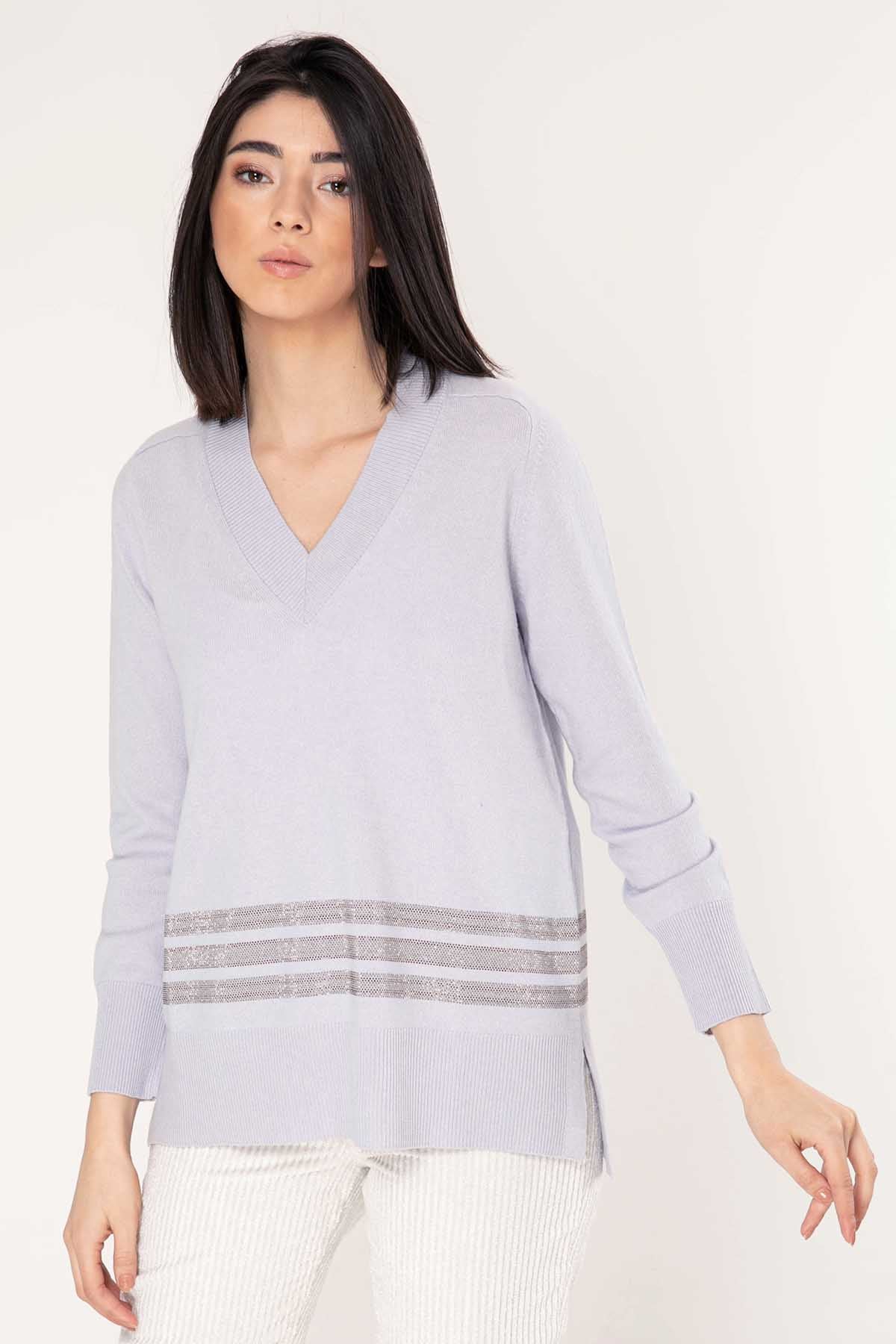 Tonet V Yakalı İpek ve Kaşmirli Triko-Libas Trendy Fashion Store