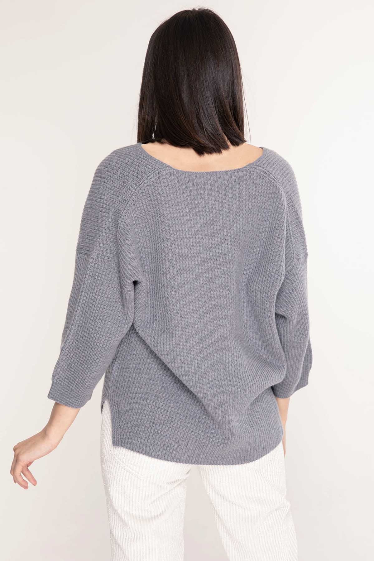 Tonet Derin V Yaka İpek ve Kaşmirli Triko-Libas Trendy Fashion Store