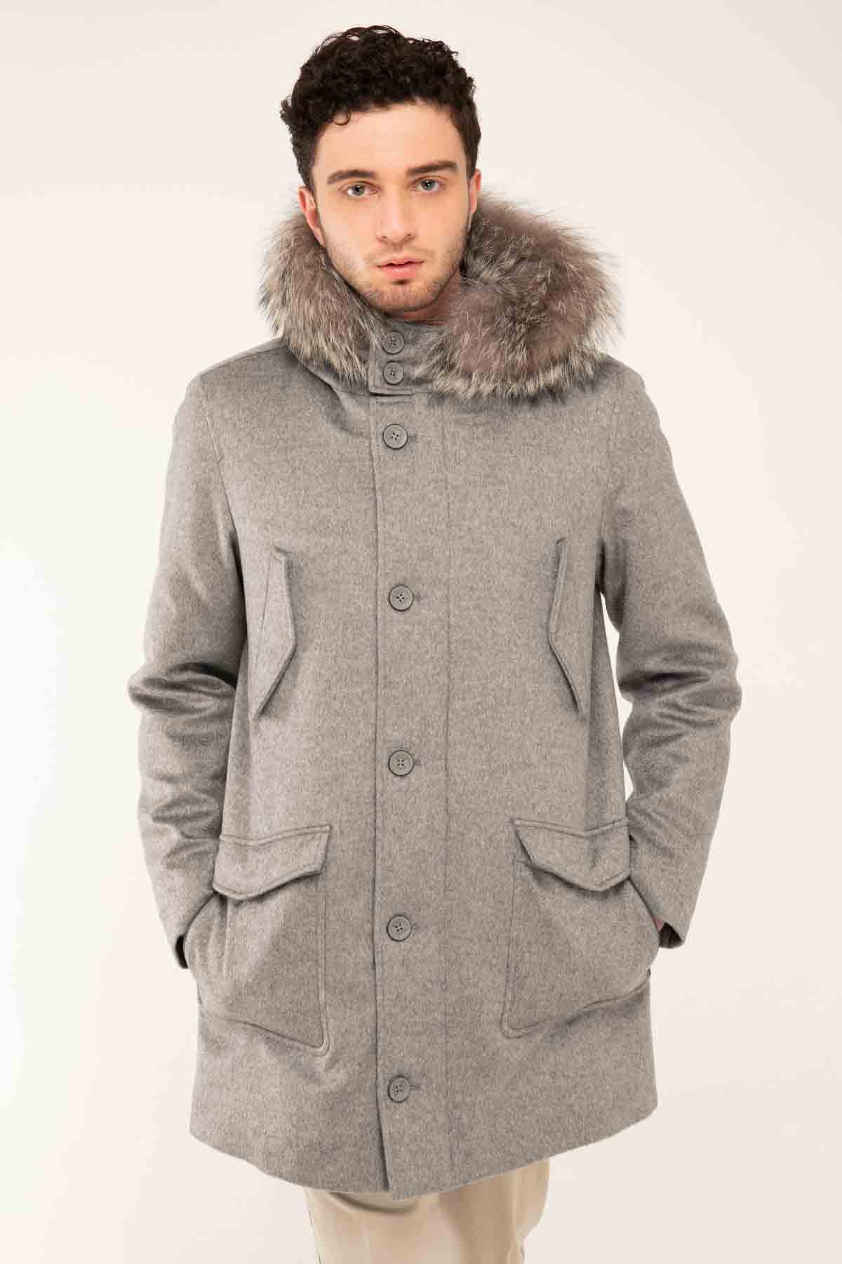 Herno Kaşmir Kürklü Yaka Kapüşonlu Kaban-Libas Trendy Fashion Store