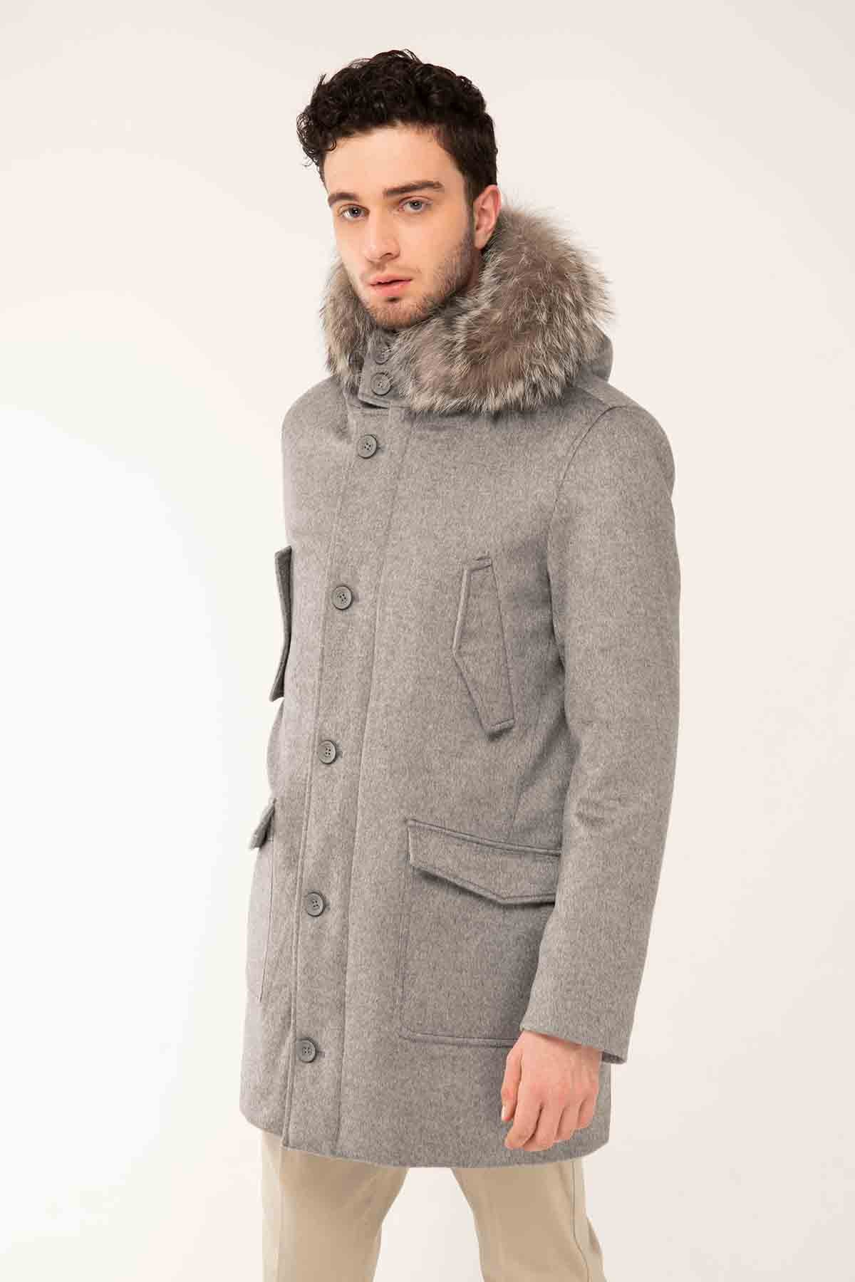 Herno Kaşmir Kürklü Yaka Kapüşonlu Kaban-Libas Trendy Fashion Store