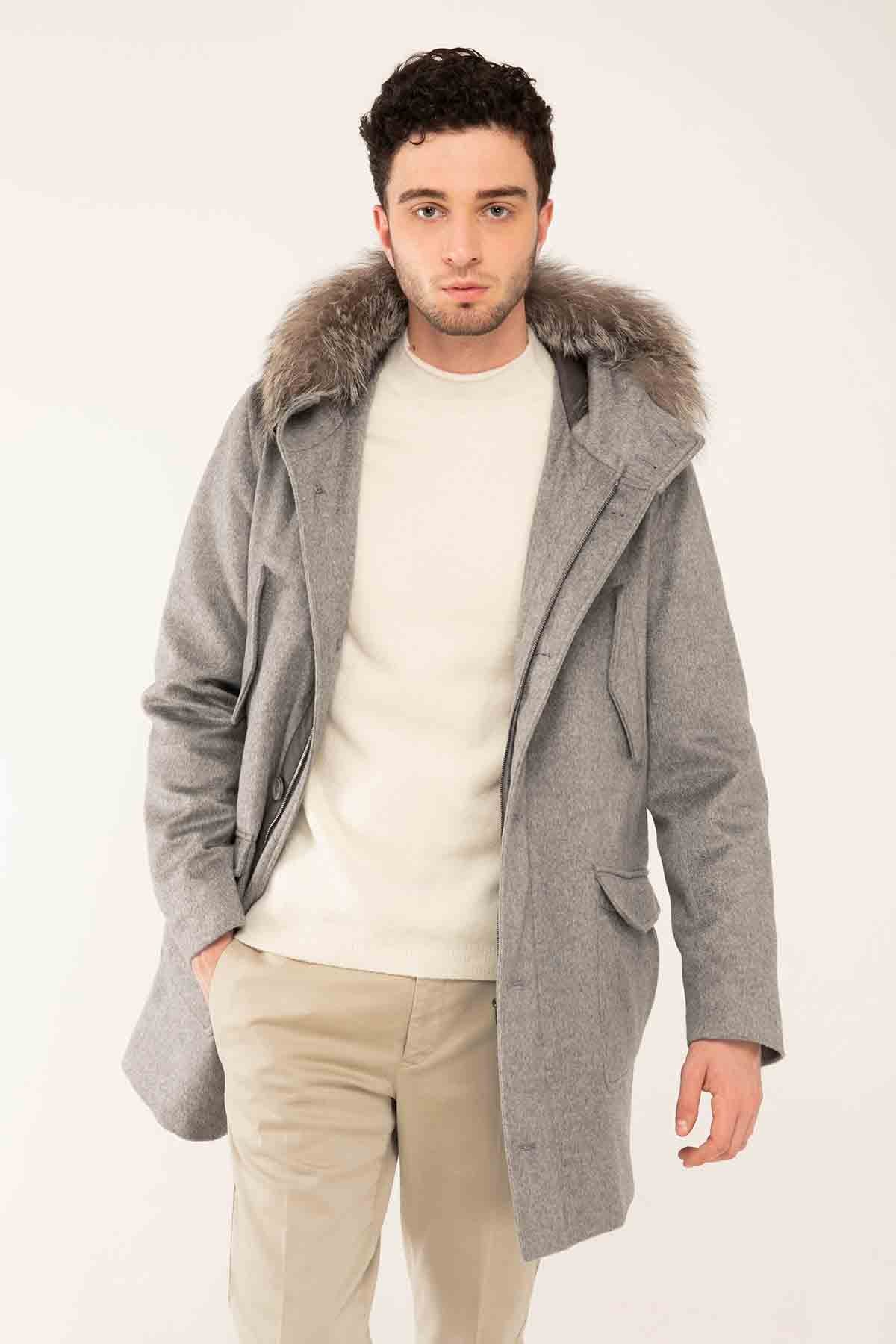 Herno Kaşmir Kürklü Yaka Kapüşonlu Kaban-Libas Trendy Fashion Store