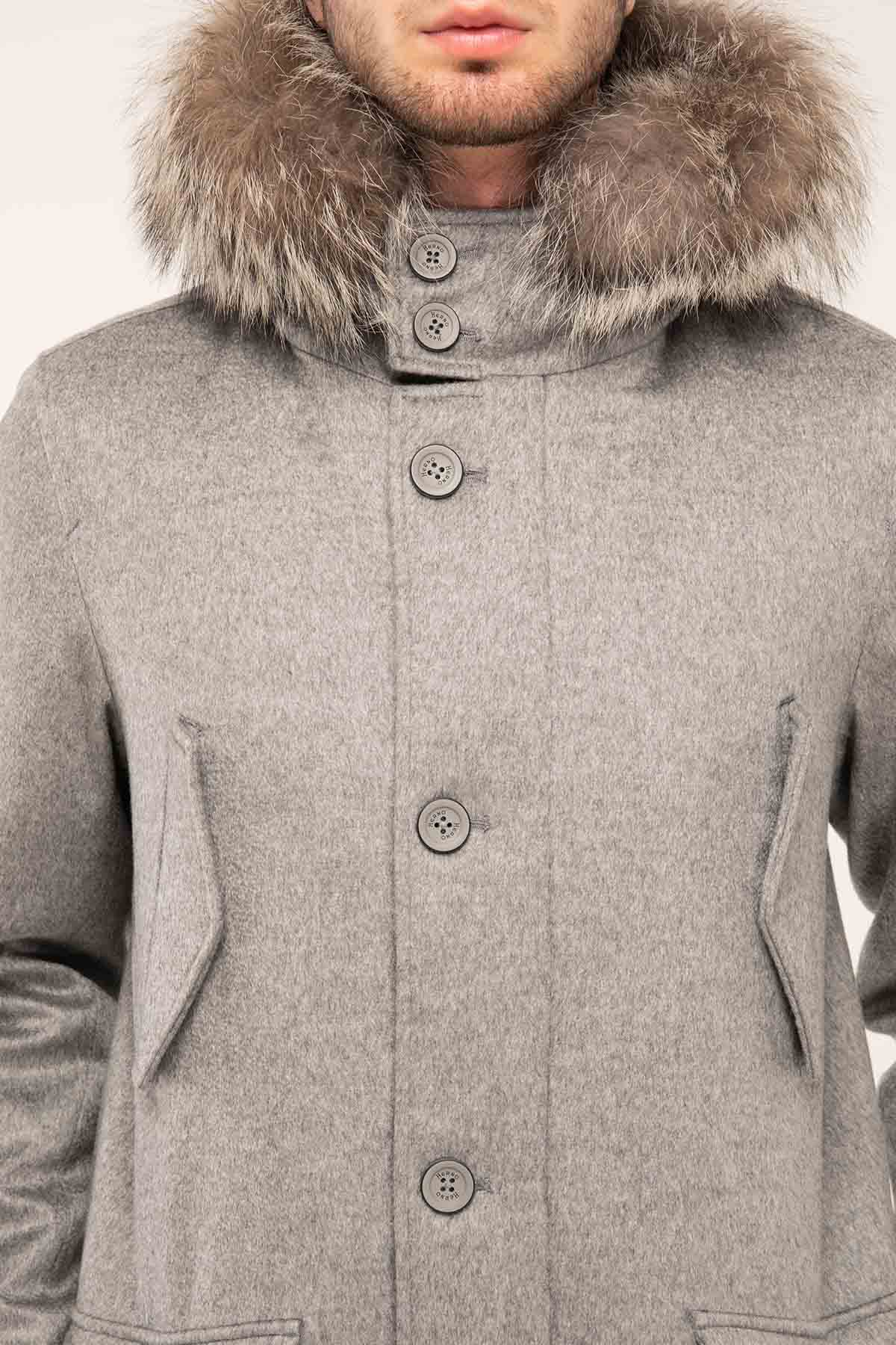 Herno Kaşmir Kürklü Yaka Kapüşonlu Kaban-Libas Trendy Fashion Store