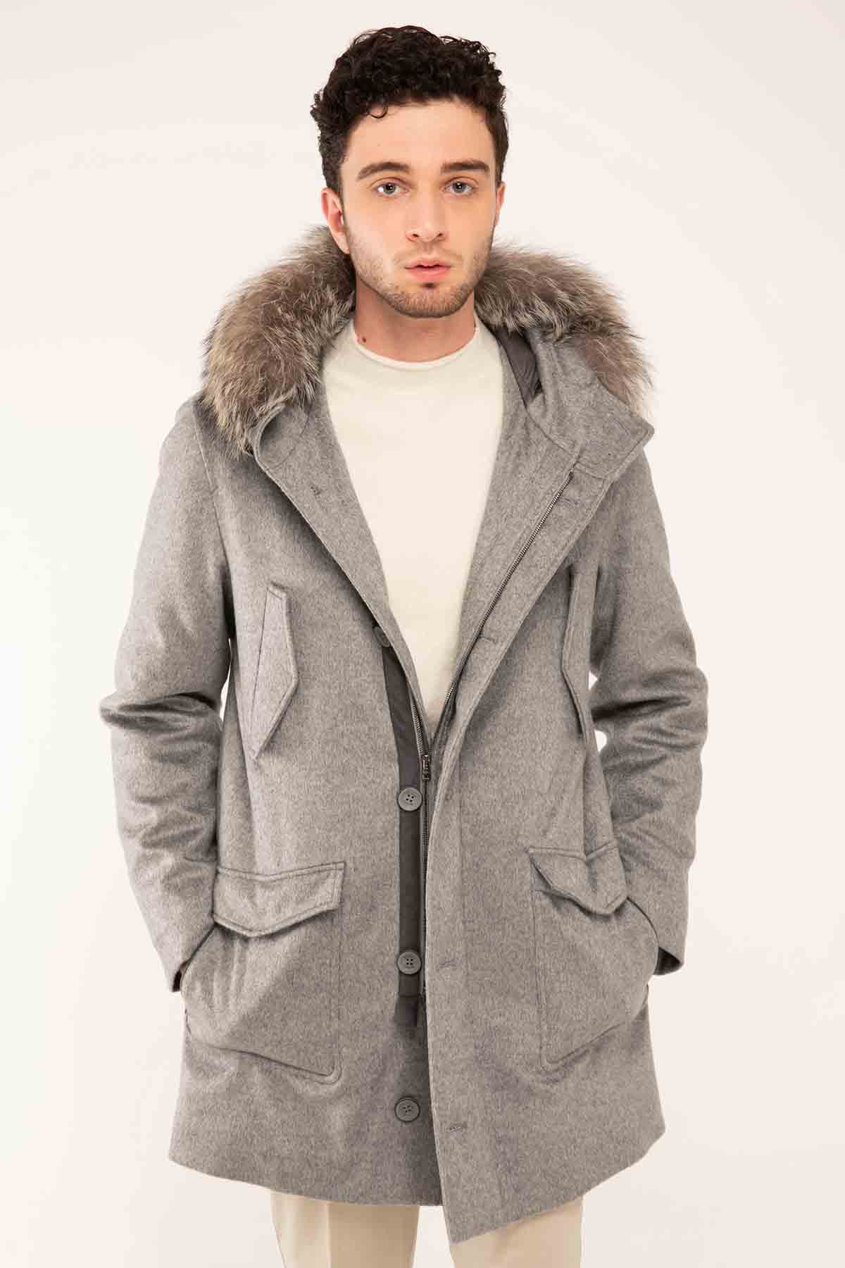 Herno Kaşmir Kürklü Yaka Kapüşonlu Kaban-Libas Trendy Fashion Store