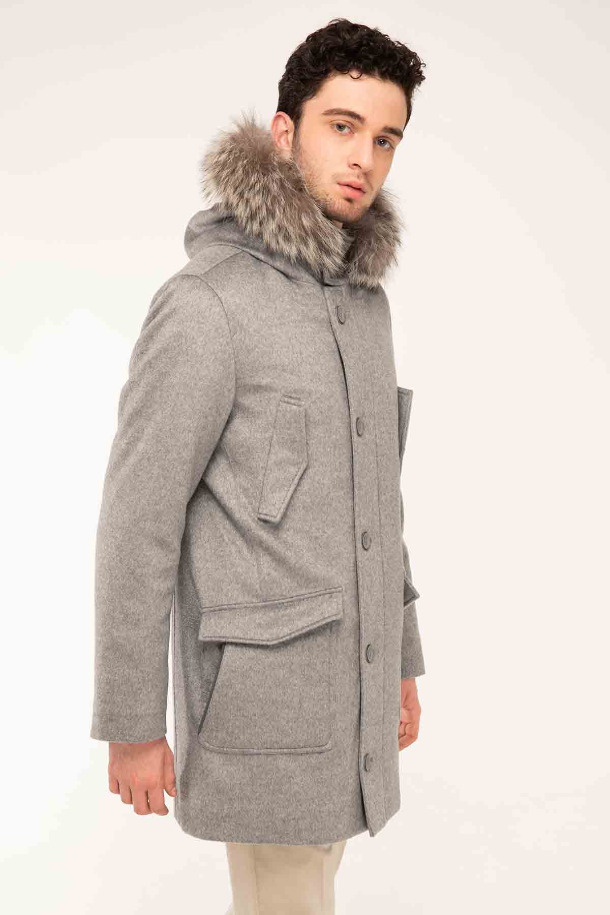 Herno Kaşmir Kürklü Yaka Kapüşonlu Kaban-Libas Trendy Fashion Store