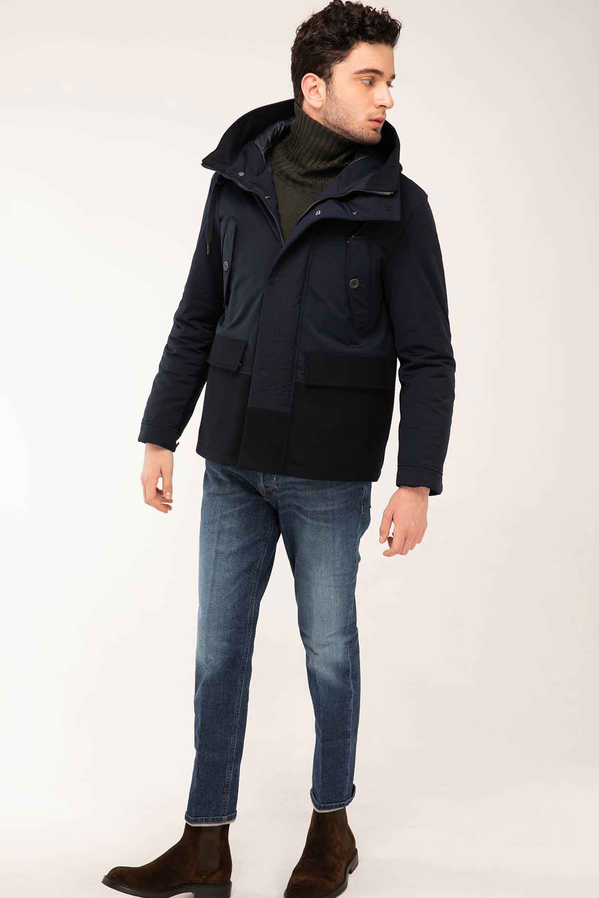 Herno Kaşe Kombinasyonlu Kapüşonlu Mont-Libas Trendy Fashion Store