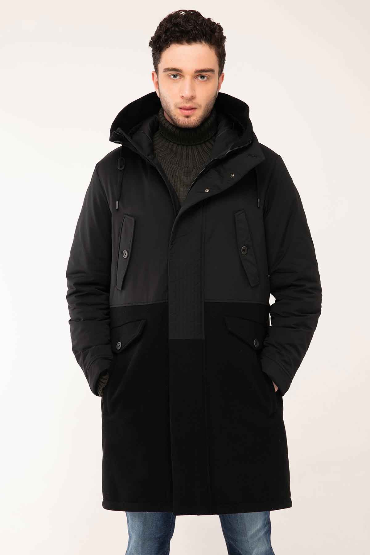 Herno Kaşe Kombinasyonlu Kaban-Libas Trendy Fashion Store