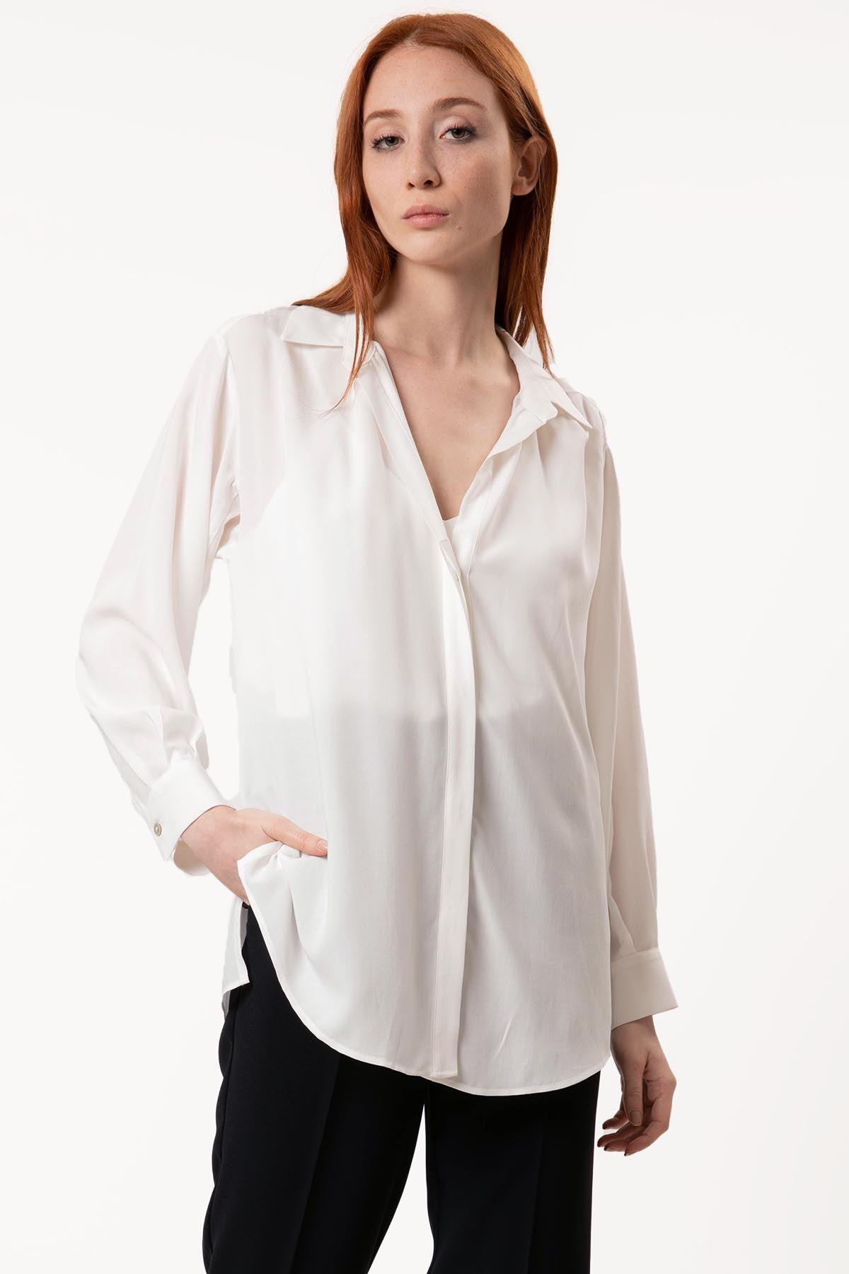 Mapa Yarım Patlı Pileli Sırt Detaylı Gömlek-Libas Trendy Fashion Store