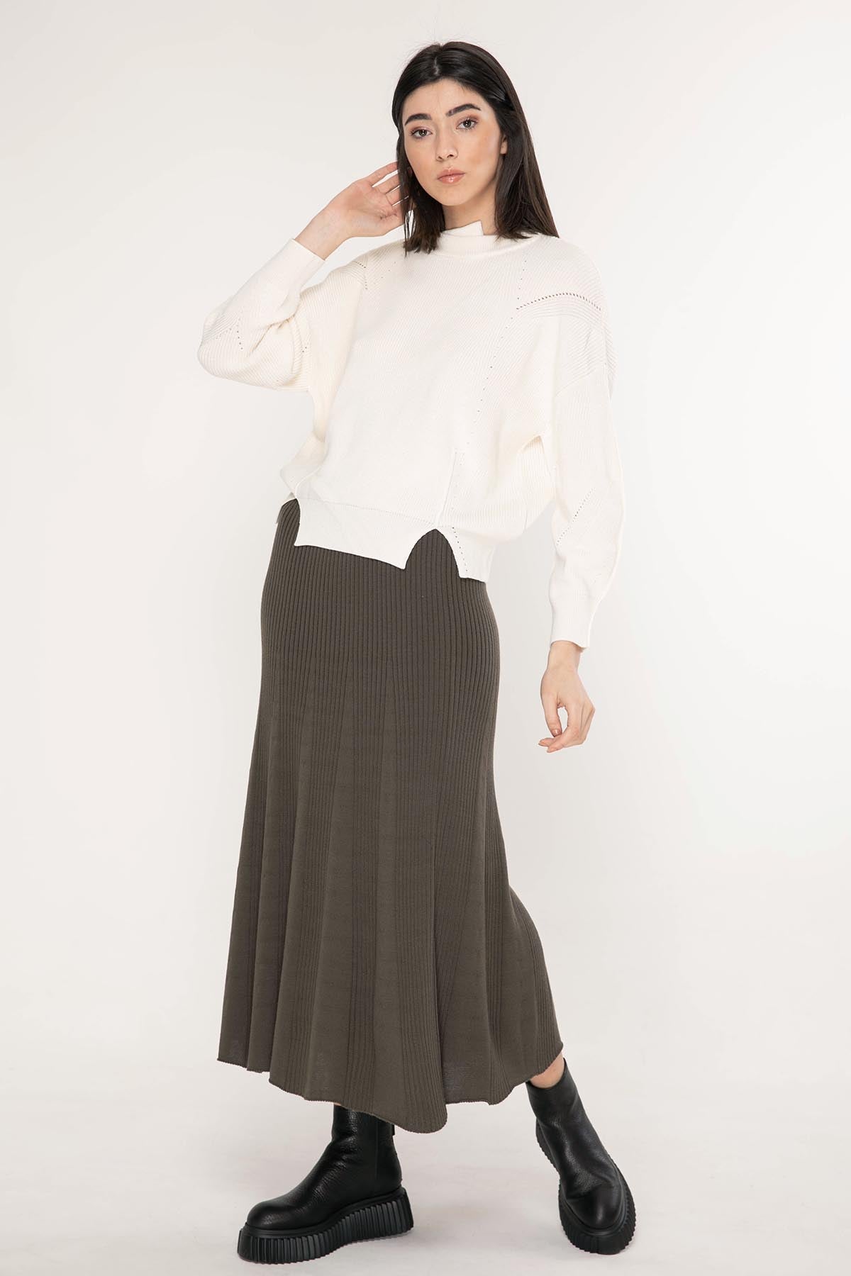 Crea Concept Yuvarlak Yaka Düşük Omuz Triko-Libas Trendy Fashion Store