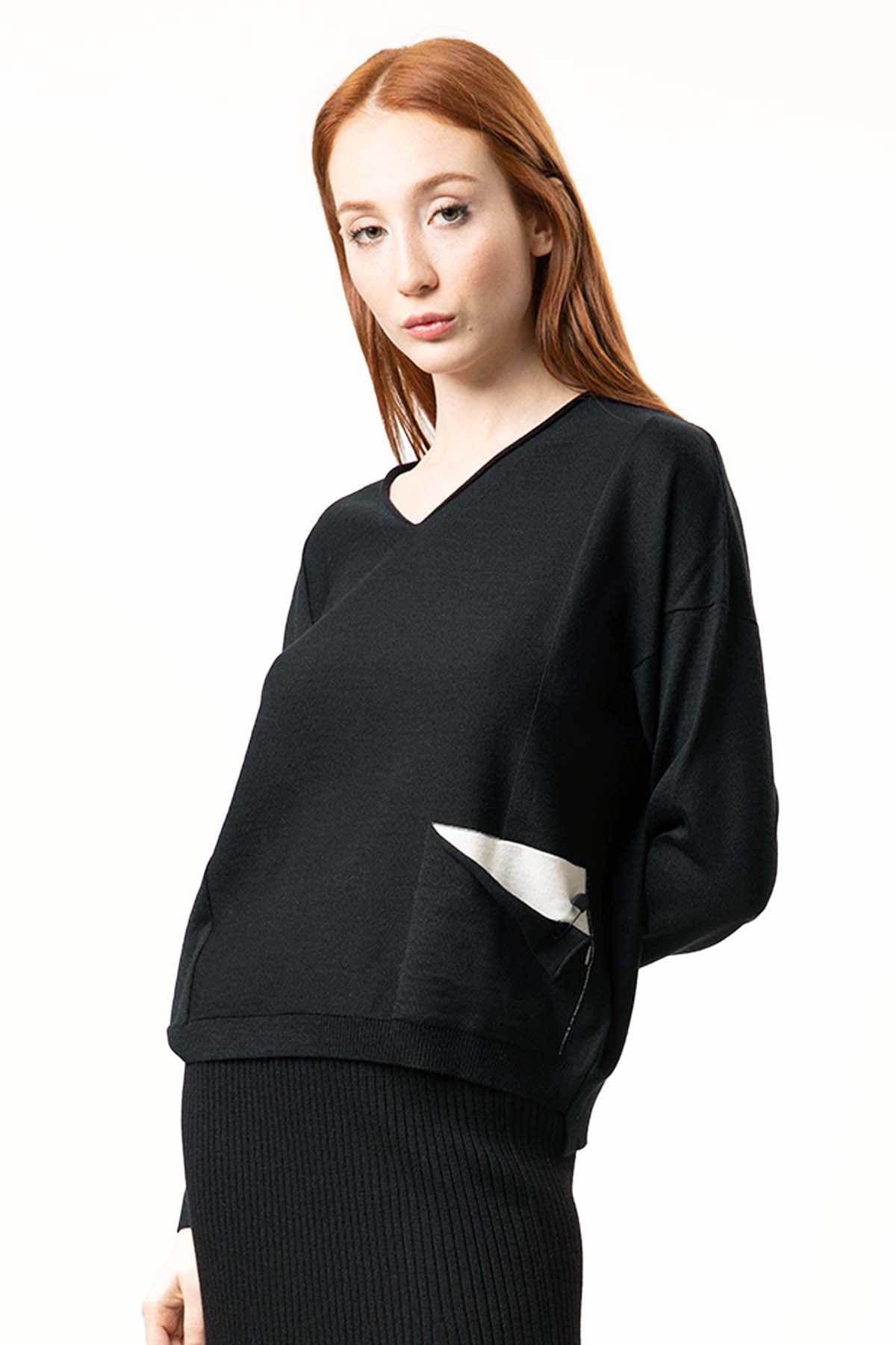 Crea Concept V Yaka Cep Detaylı Triko-Libas Trendy Fashion Store