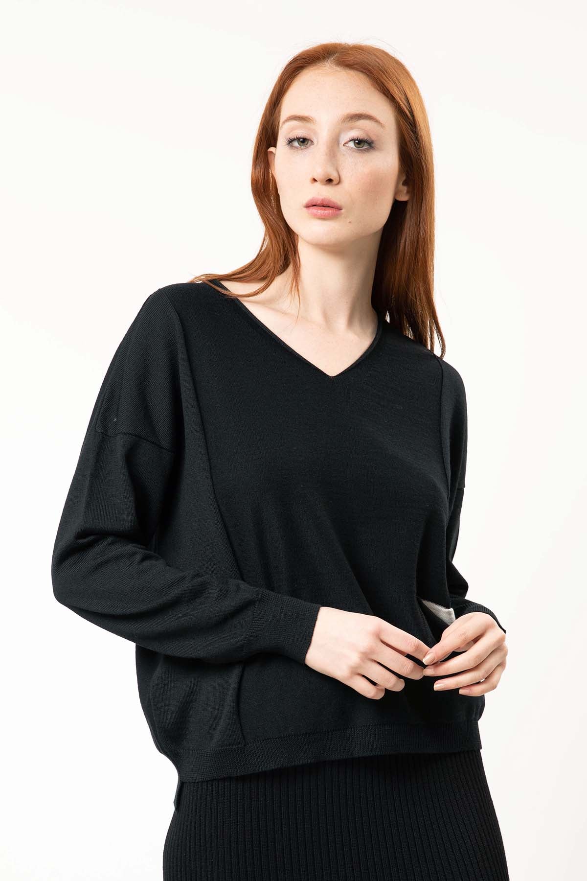 Crea Concept V Yaka Cep Detaylı Triko-Libas Trendy Fashion Store